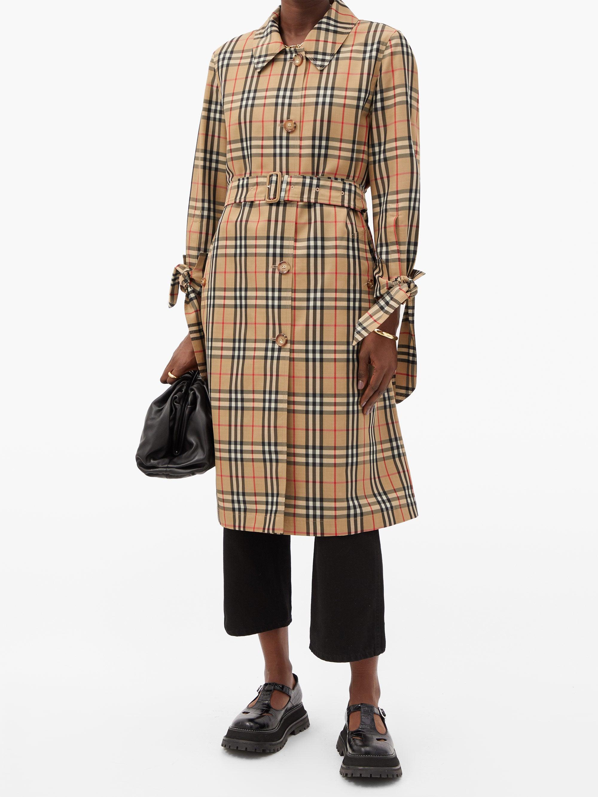 Burberry Synthetic Vintage Check Belted Trench Coat in Brown (Natural) -  Lyst