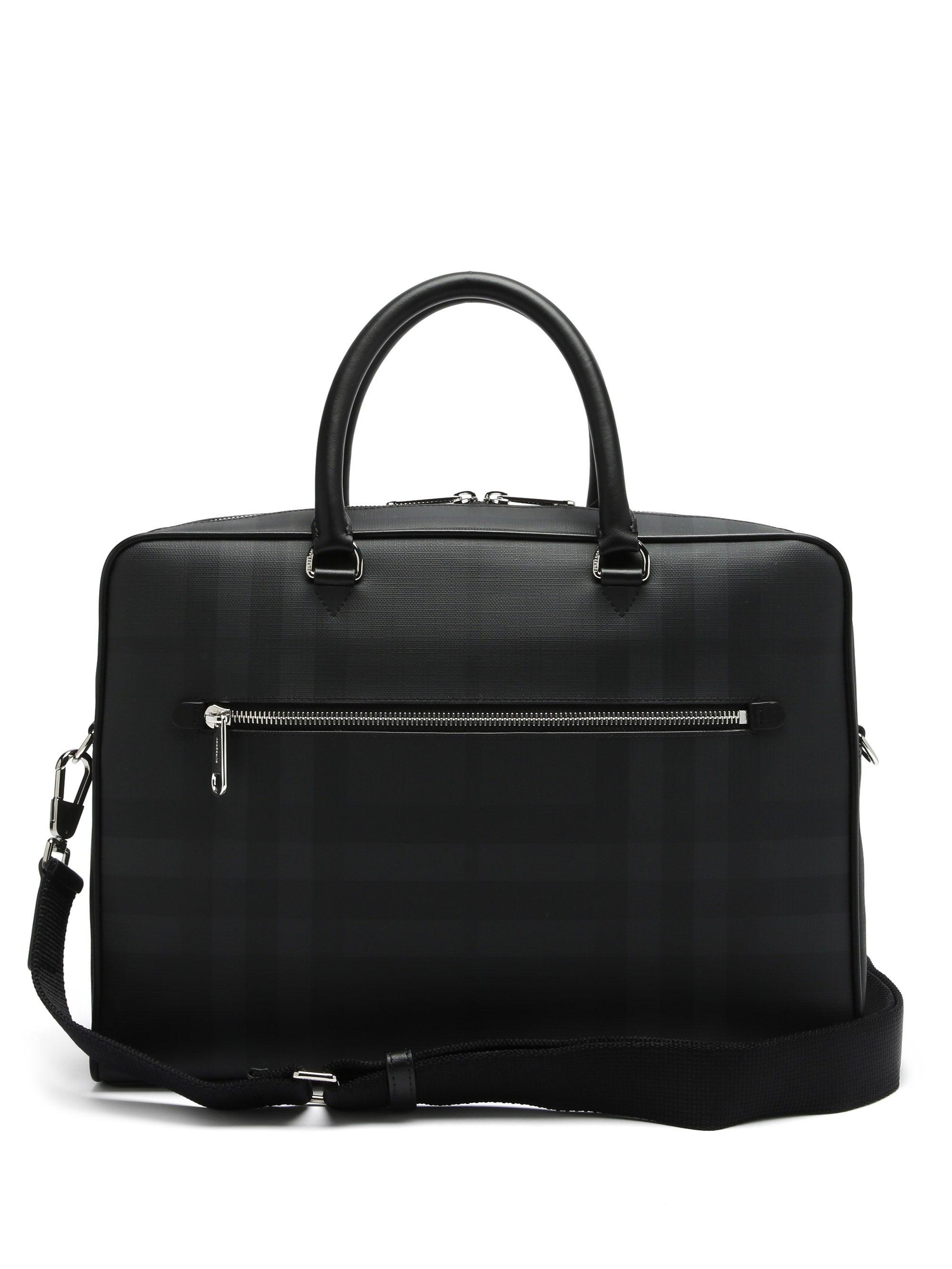 Burberry Ainsworth Londoncheck Coatedcanvas Briefcase in Dark Grey