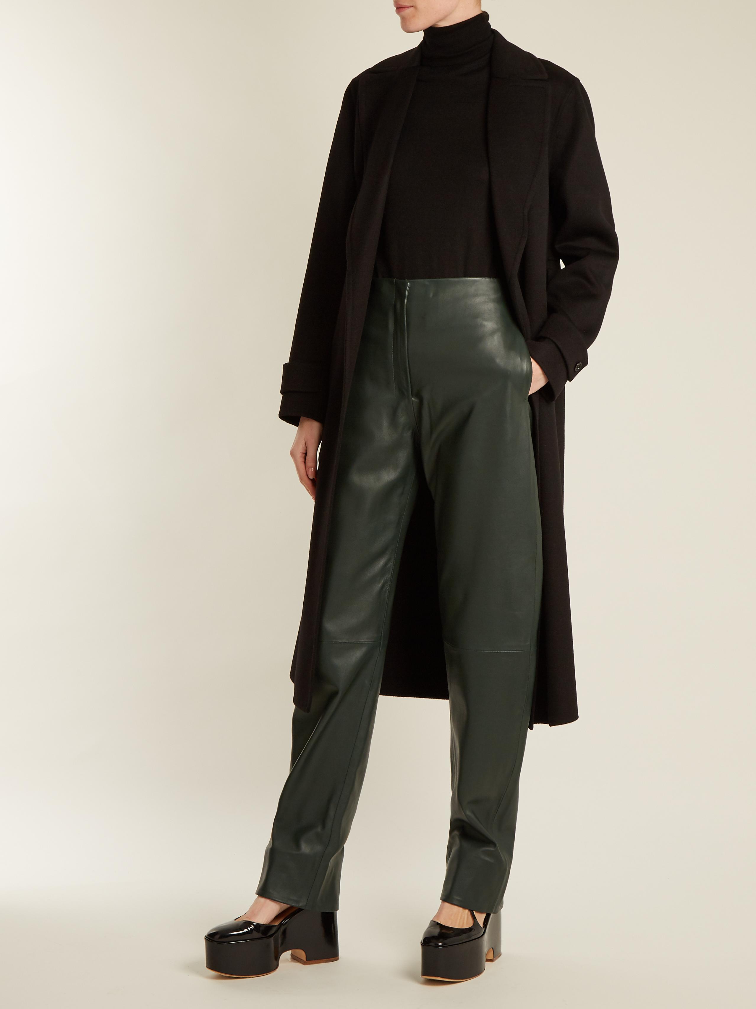 Mid-rise Straight-leg Leather Trousers 
