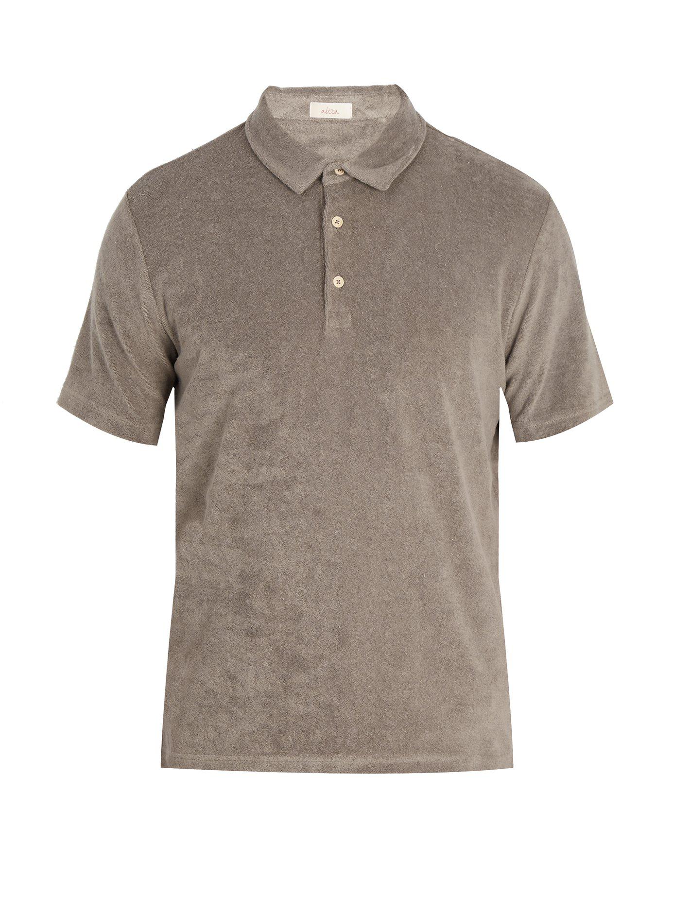 Altea Terry-towelling Cotton-blend Polo Shirt in Brown for Men - Lyst