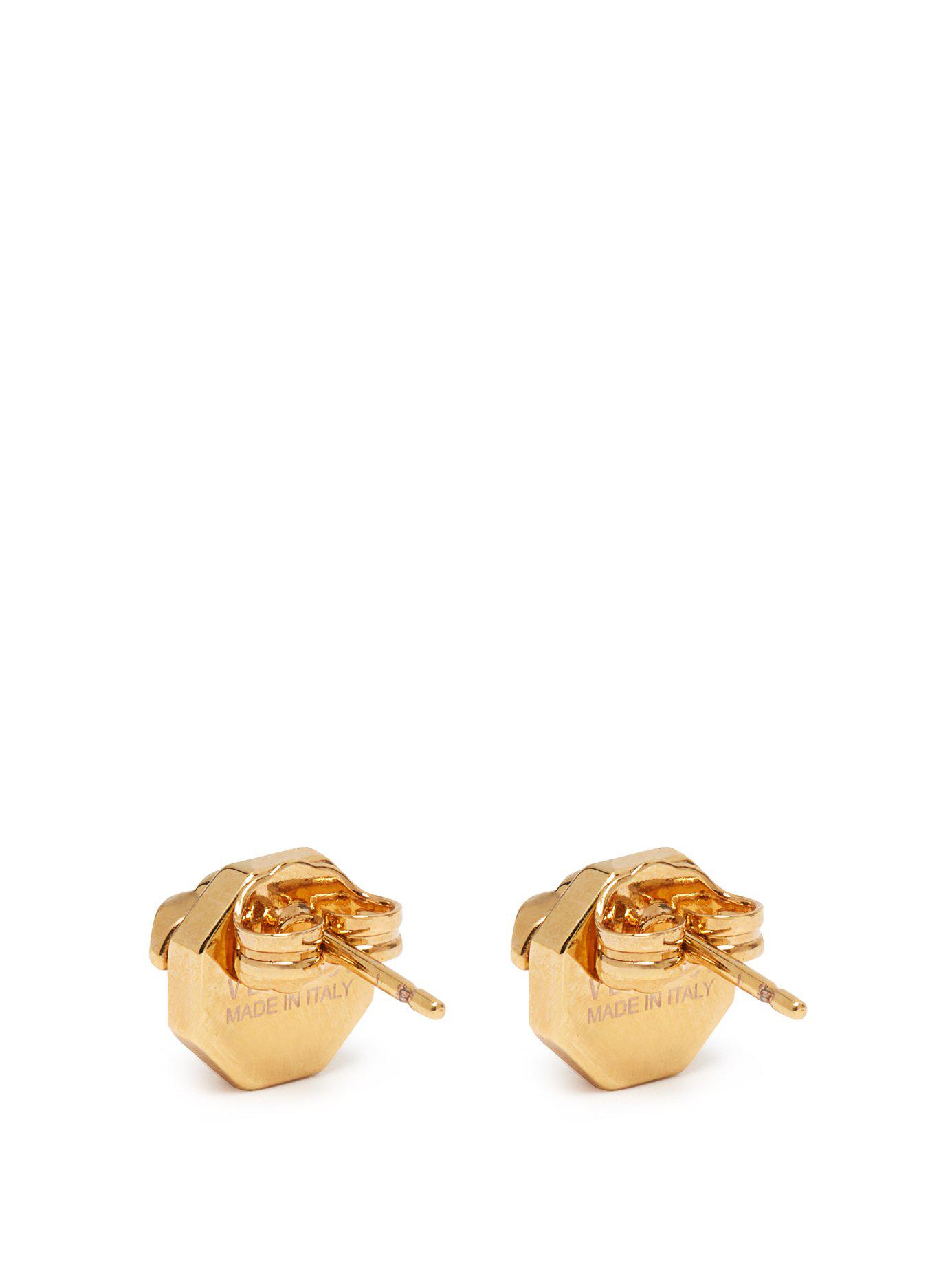 Versace Medusa Goldtone Stud Earrings in Metallic for Men Lyst