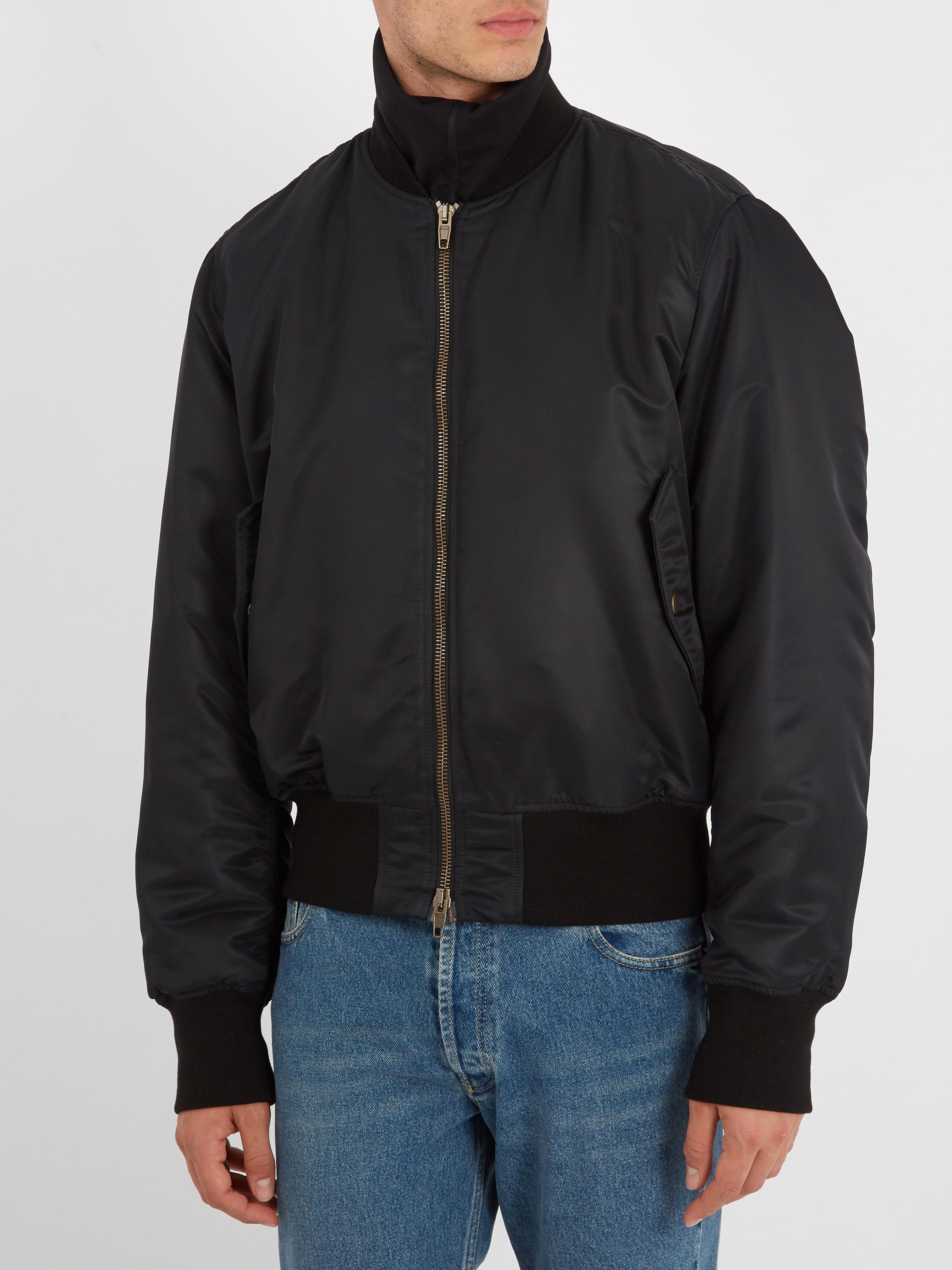 Balenciaga Paris-embroidered Bomber Jacket in Black for Men | Lyst