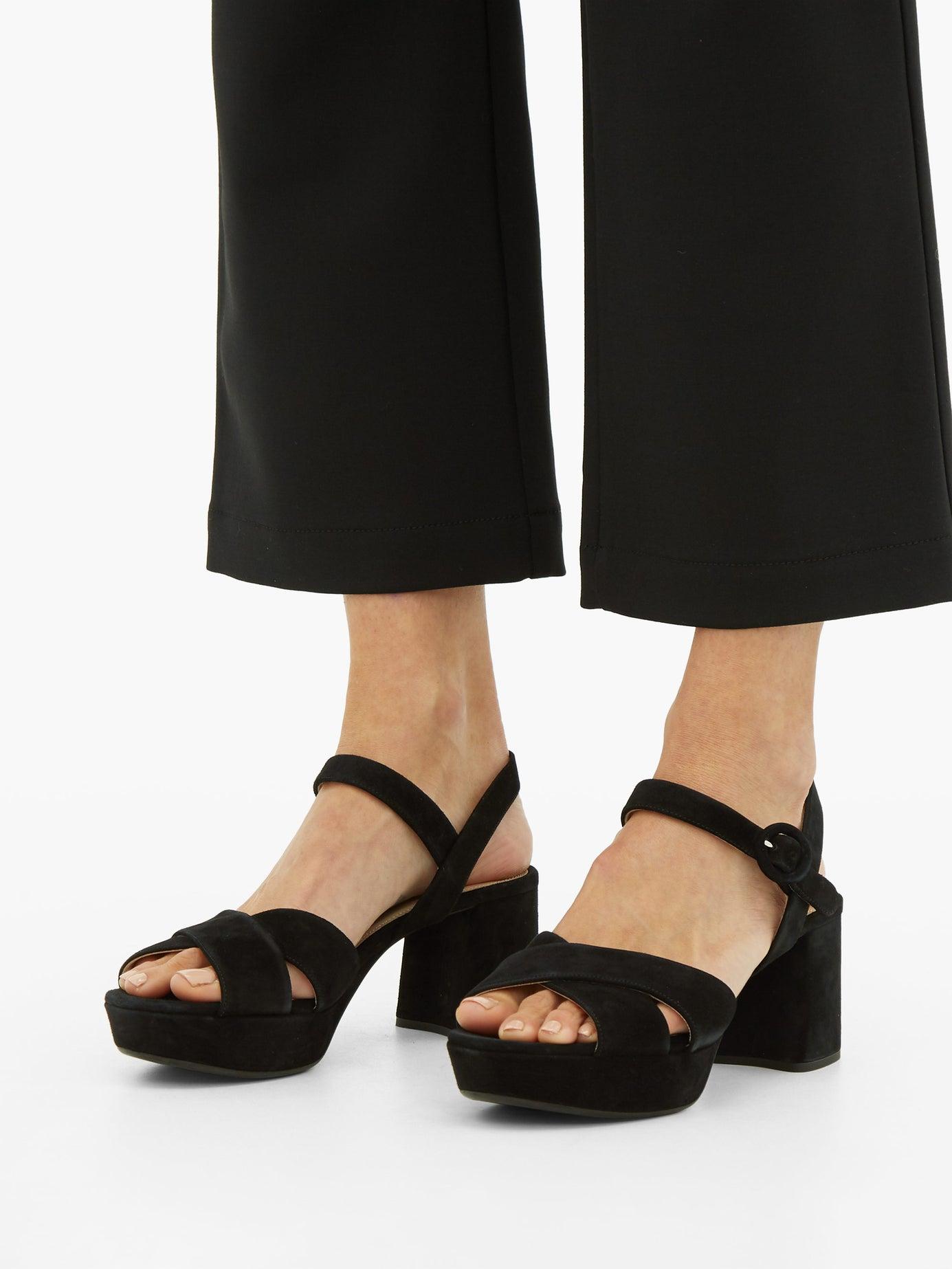 prada black suede platform sandals