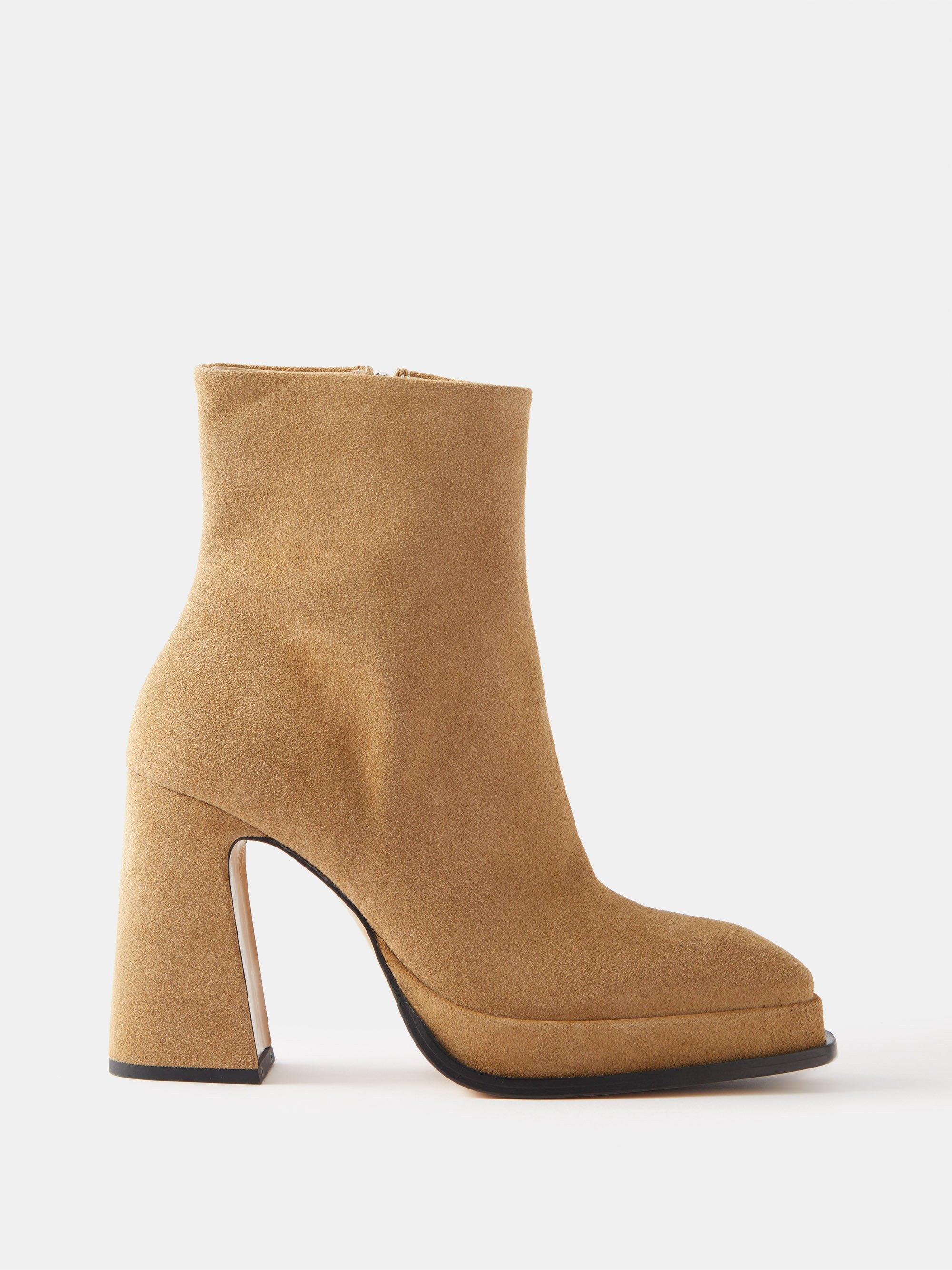 Souliers Martinez Chueca 90 Suede Platform Boots in White | Lyst