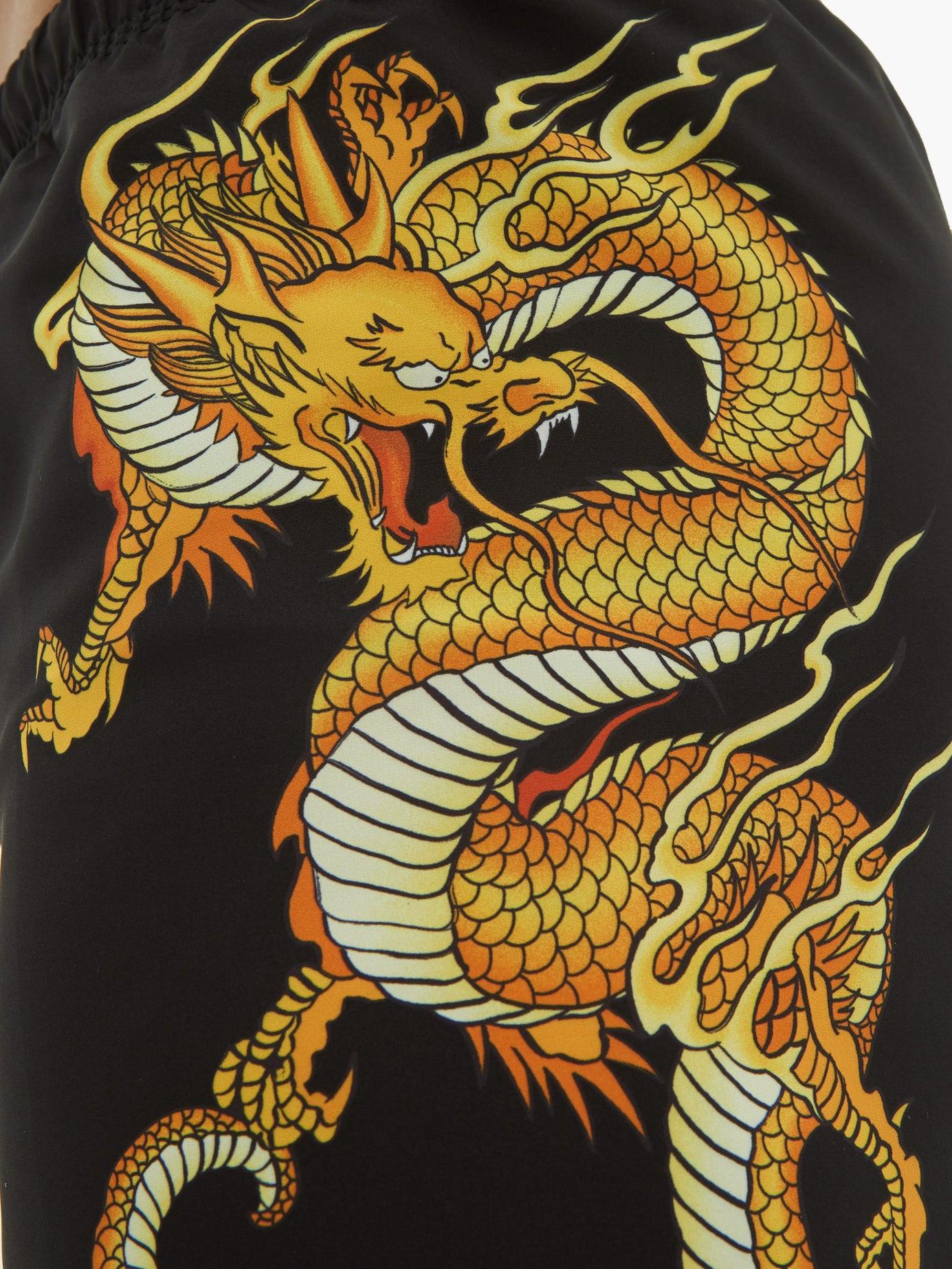 Versace Dragon Logo Swim Shorts in Black for Men | Lyst