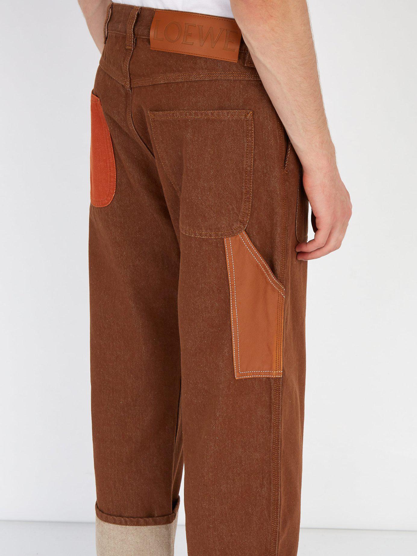 Loewe Patch-pocket Turn-up Jeans in Brown for Men | Lyst