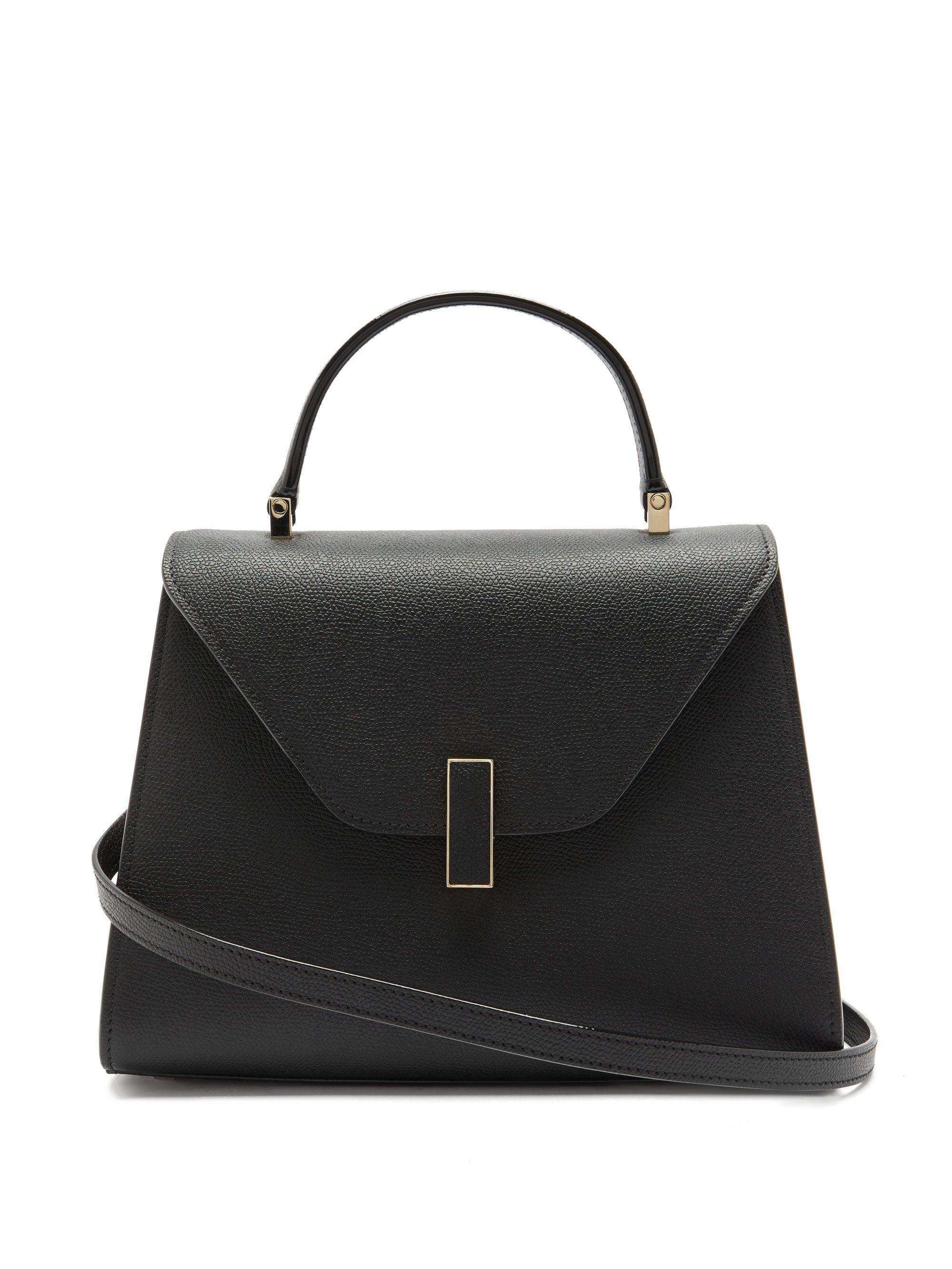 Valextra Iside Medium Grained-leather Bag in Black - Lyst