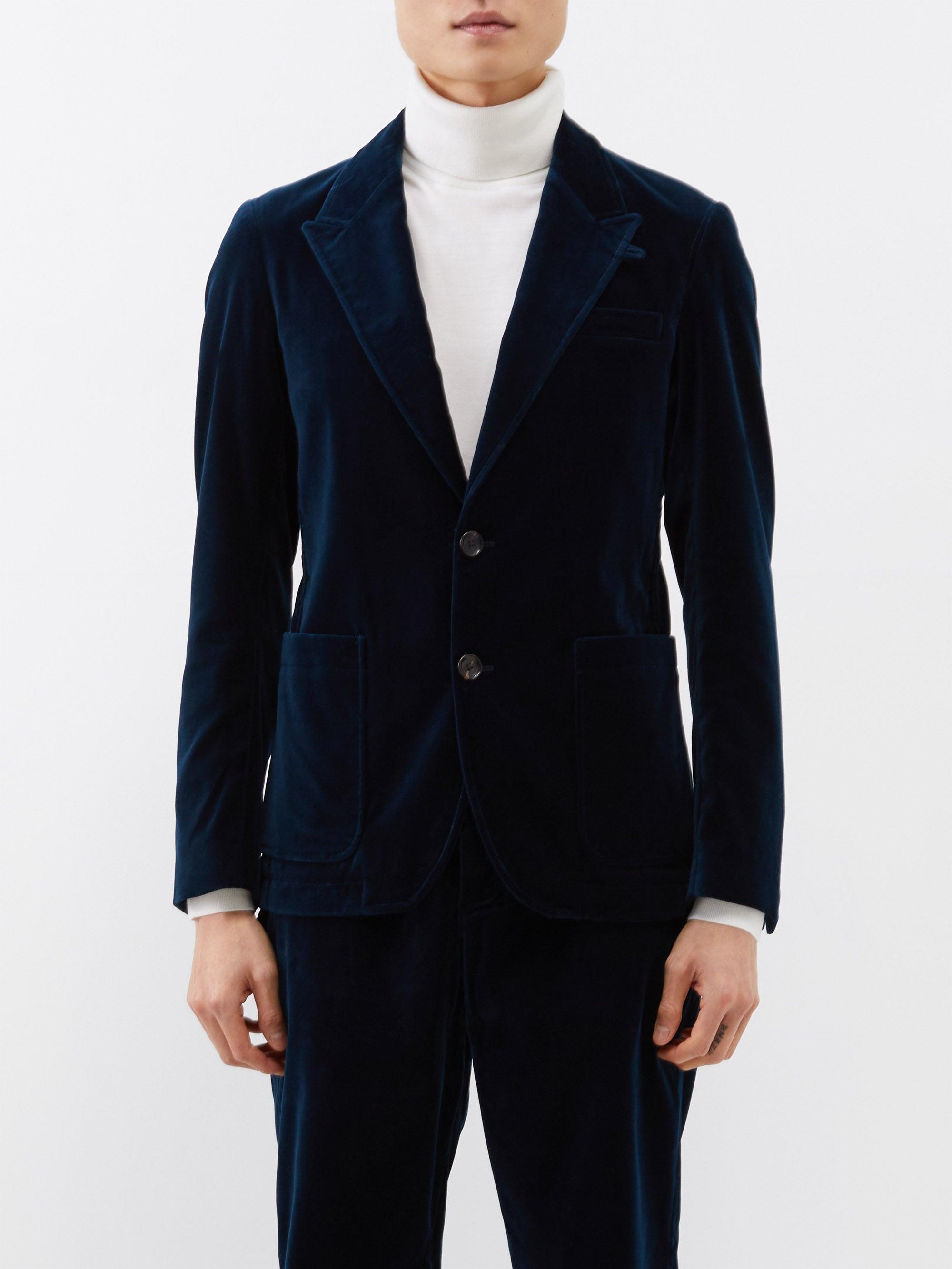 Oliver Spencer Mansfield Single-breasted Velvet Suit Jacket in Blue for ...