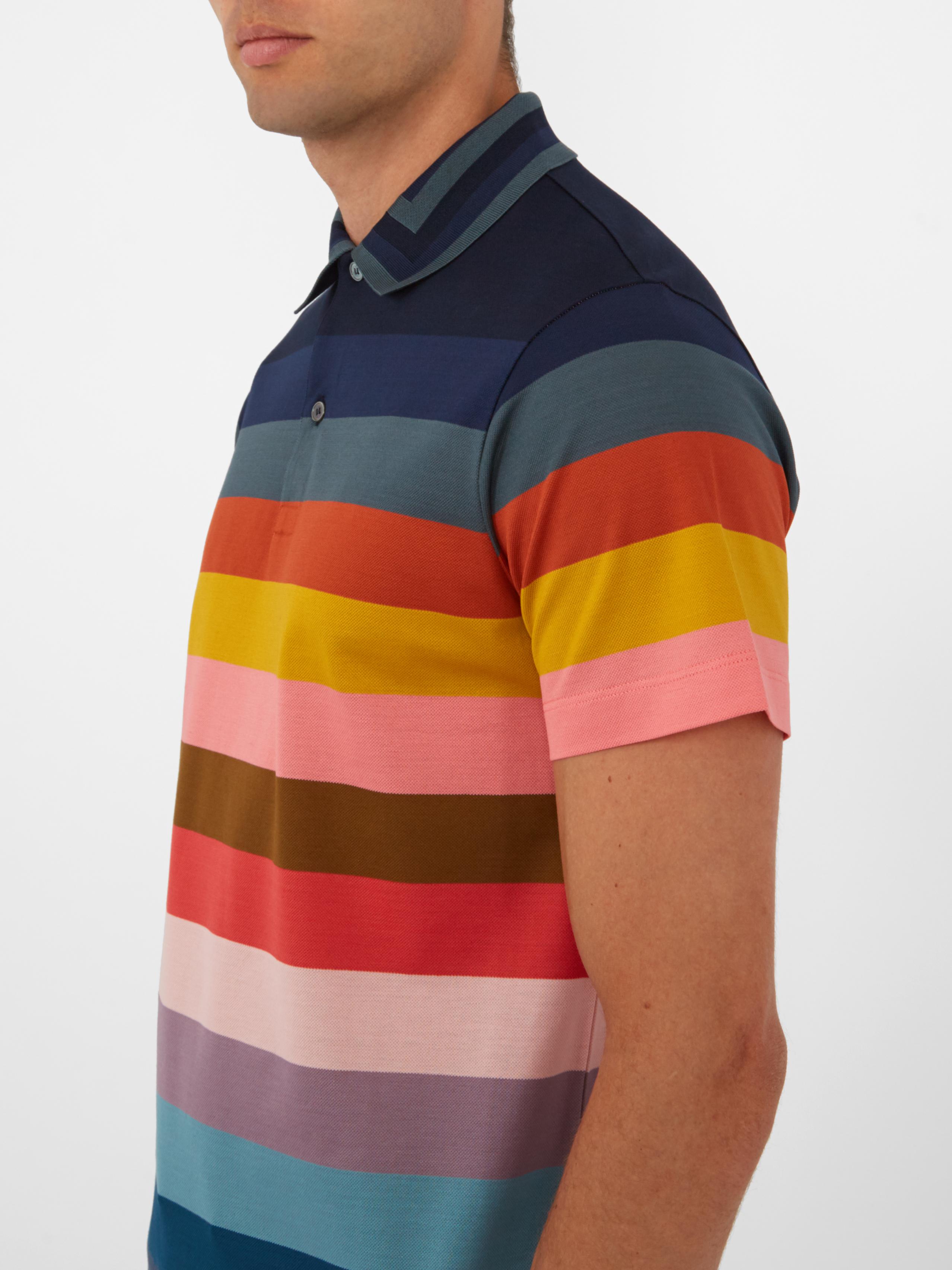 Download Paul Smith Rainbow Striped Cotton-piqué Polo Shirt for Men ...