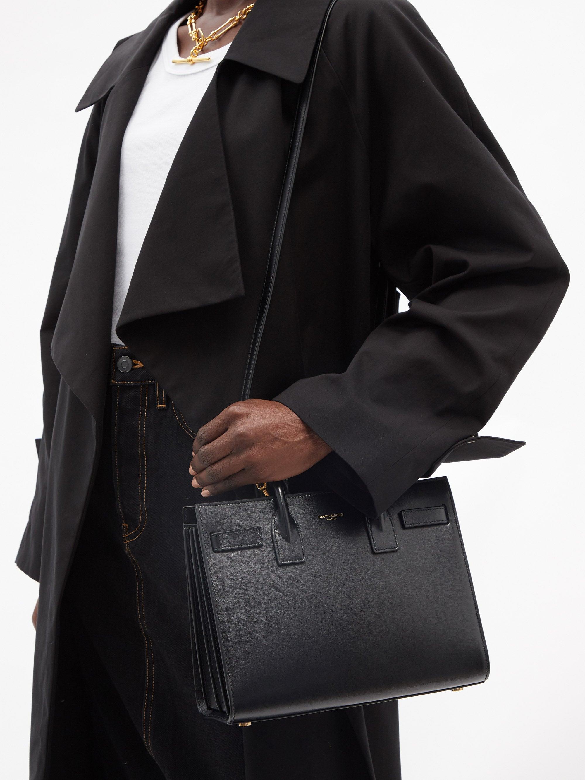Saint Laurent Sac De Jour Baby Leather Handbag in Black | Lyst