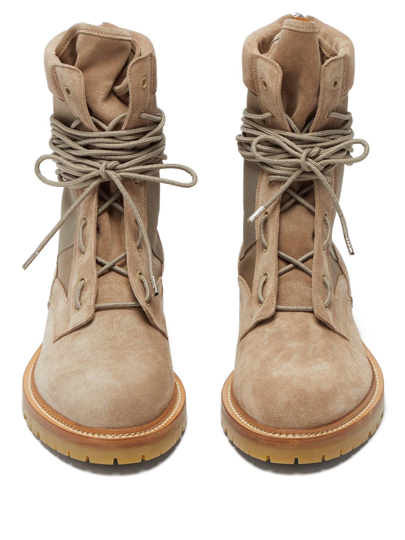 suede combat boots with heel