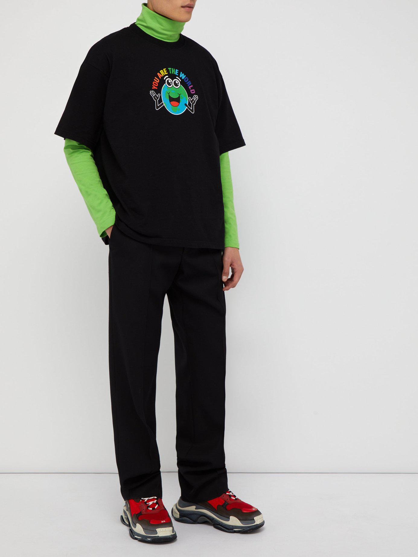 Balenciaga you Are The World Cotton T-shirt in Black for Men | Lyst
