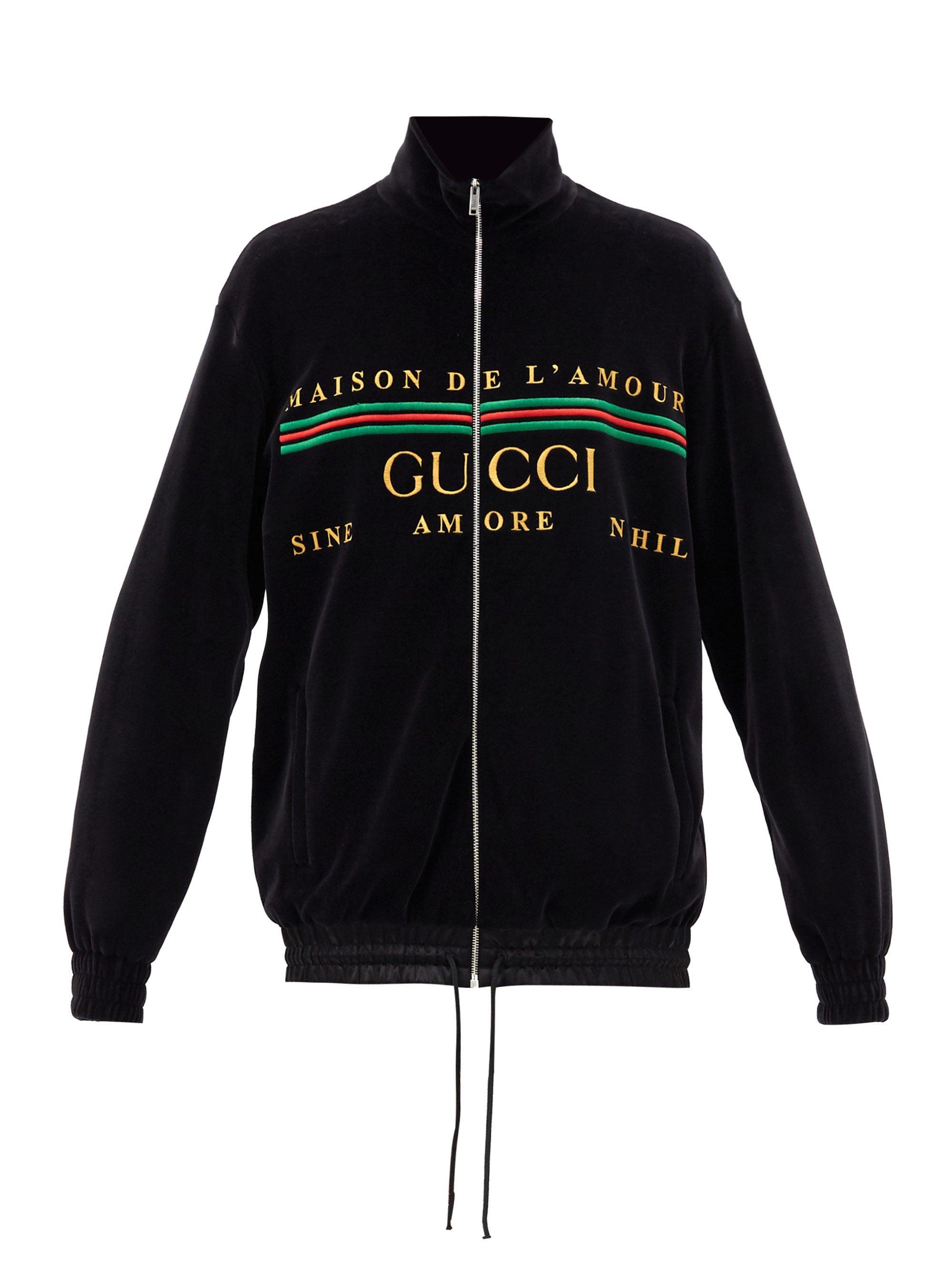 Gucci Logo Embroidered Jacket in Black for Men | Lyst