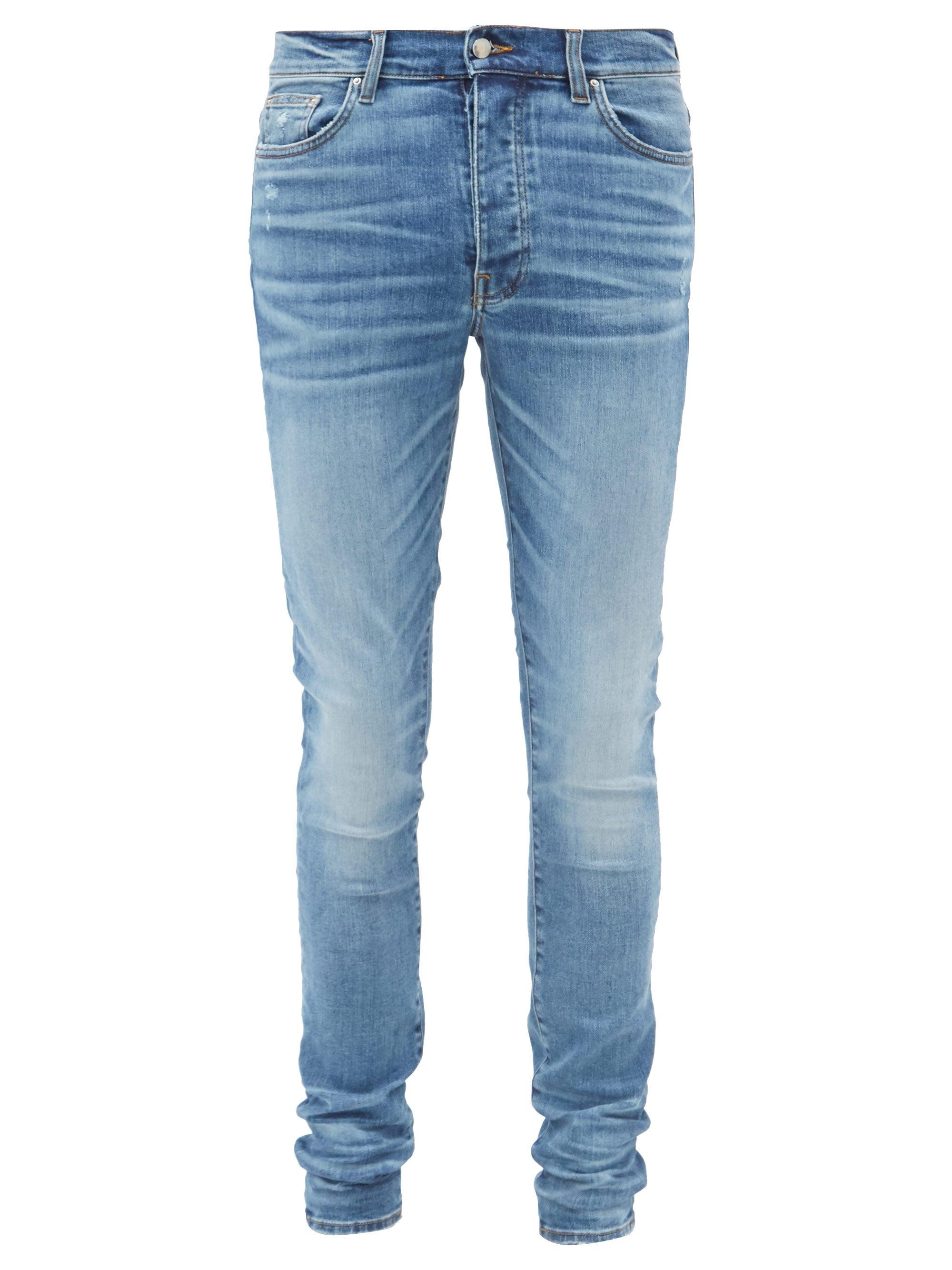 Amiri Denim Stack Distressed Skinny-leg Jeans in Blue for Men - Lyst