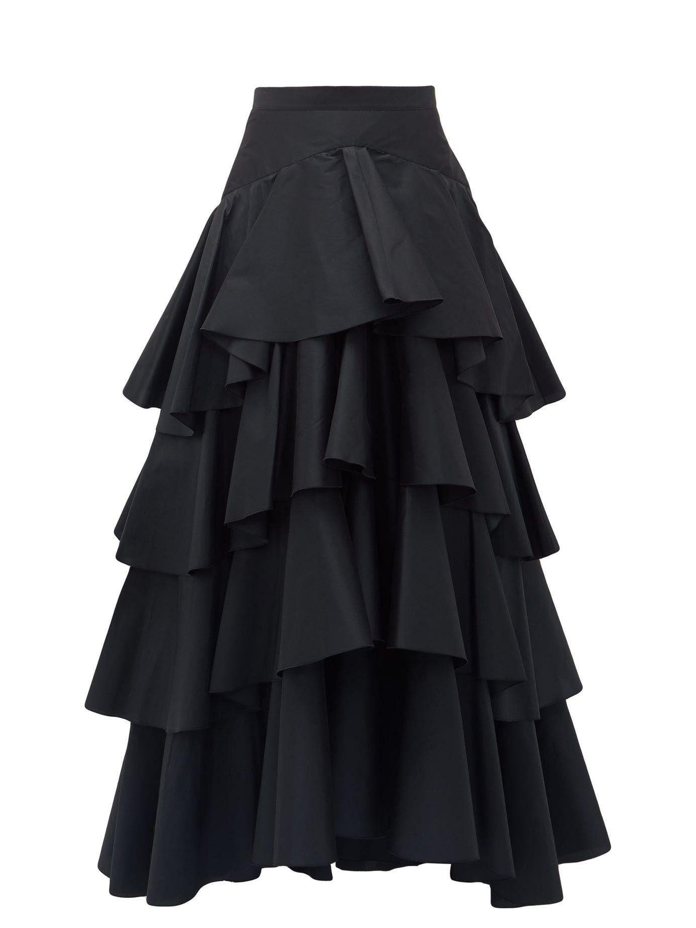 Giambattista Valli Tiered Ruffled-taffeta Maxi Skirt in Black - Lyst