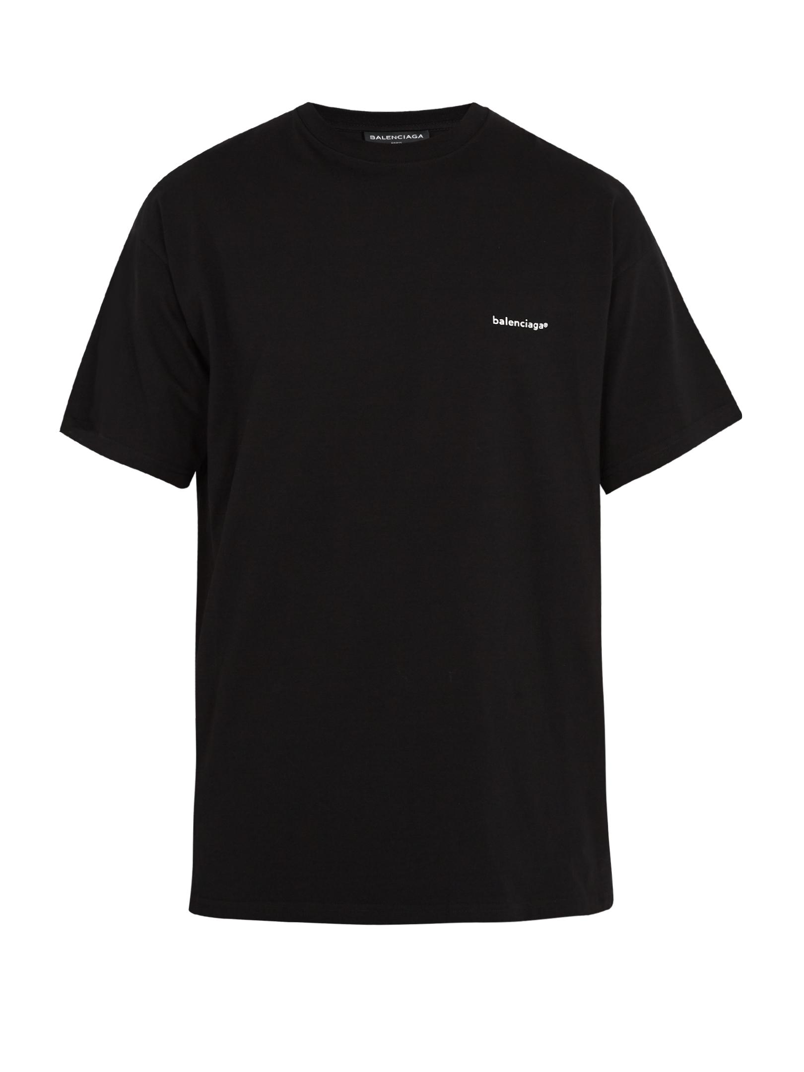 Balenciaga Oversized Logo-print Cotton T-shirt in Black for Men | Lyst