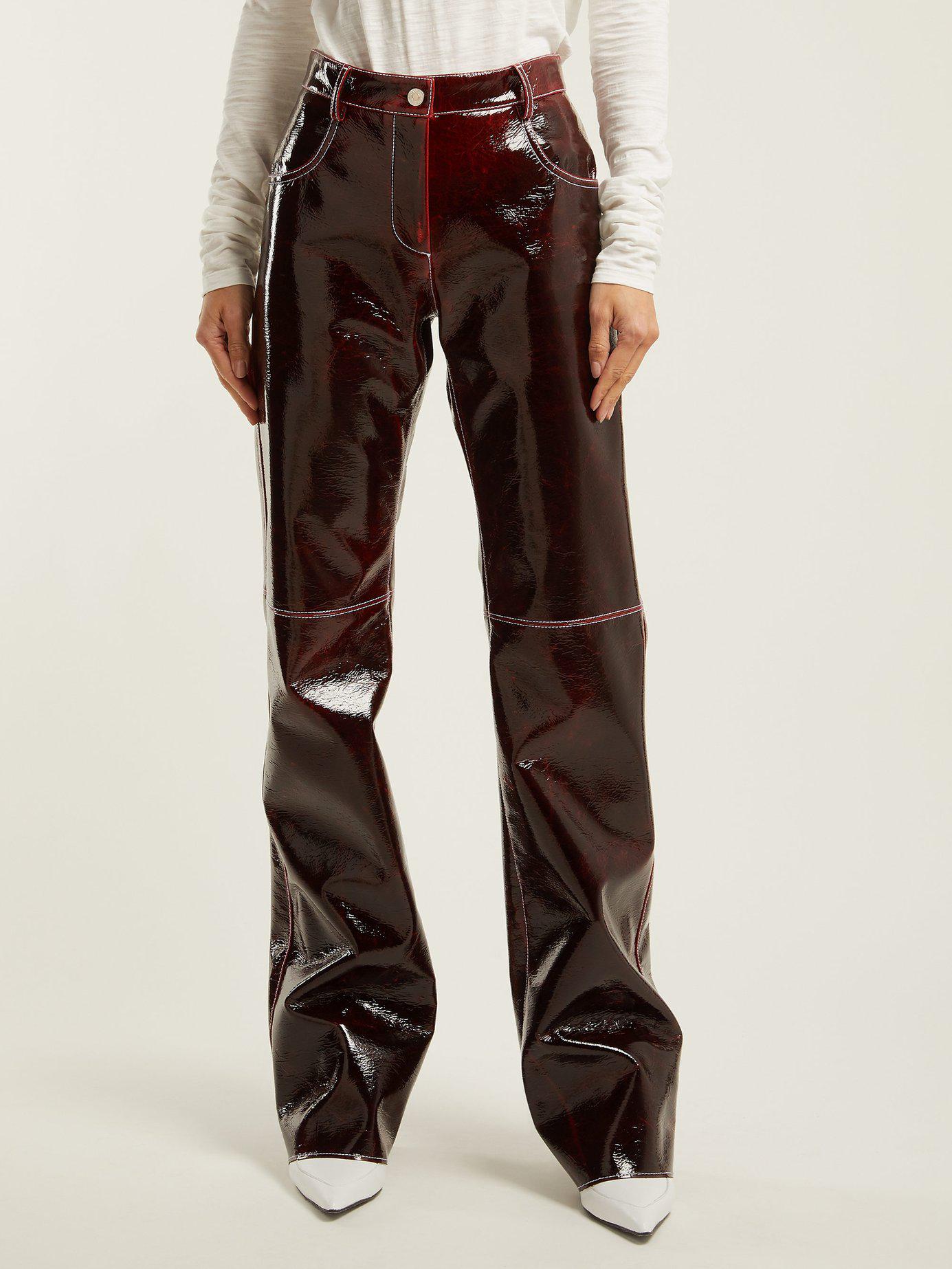 MSGM Relaxed Crinkle Effect Vinyl Trousers in Brown | Lyst