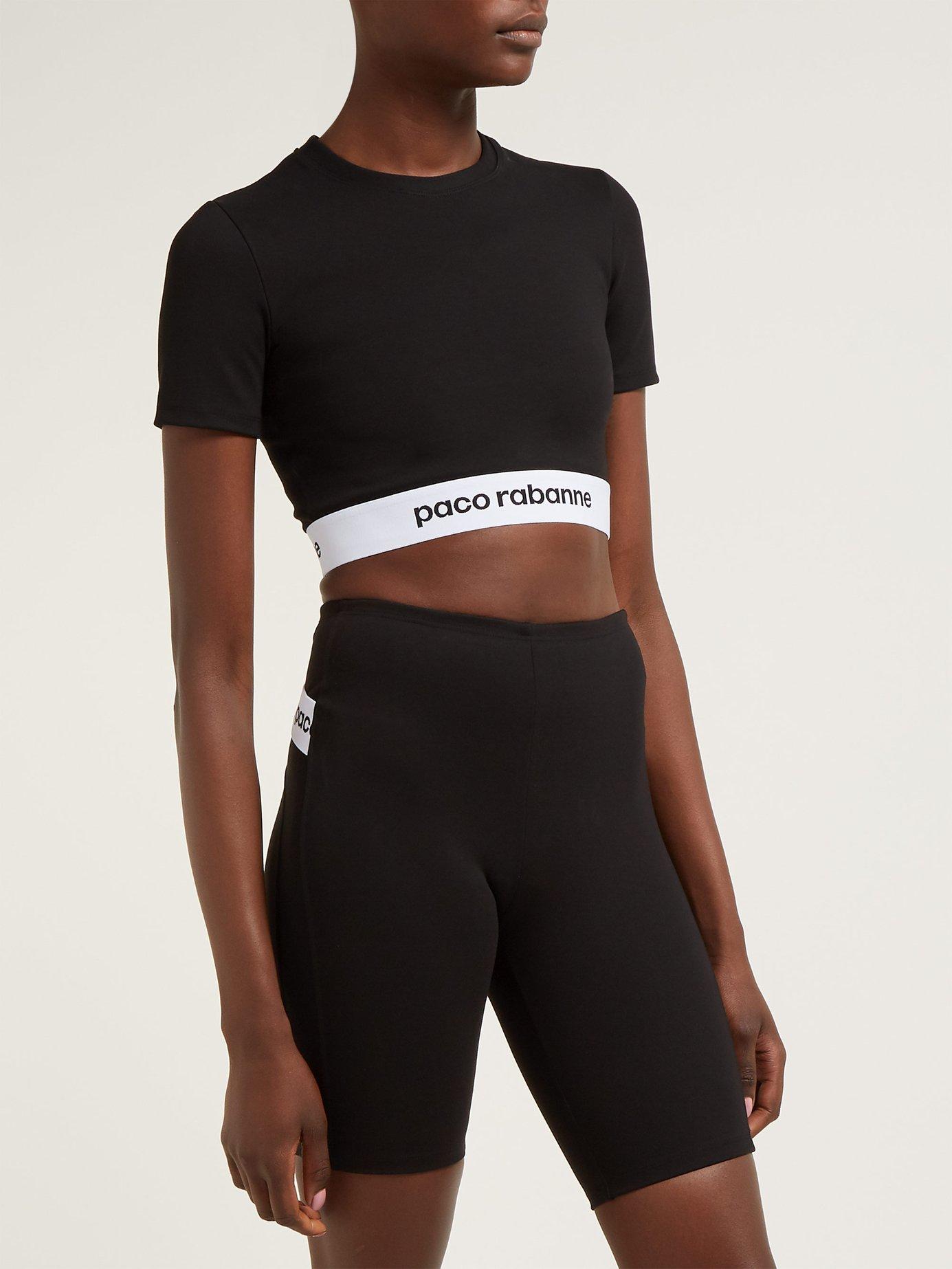Paco Rabanne Synthetic Milano Black Cropped Stretch-jersey Top - Lyst