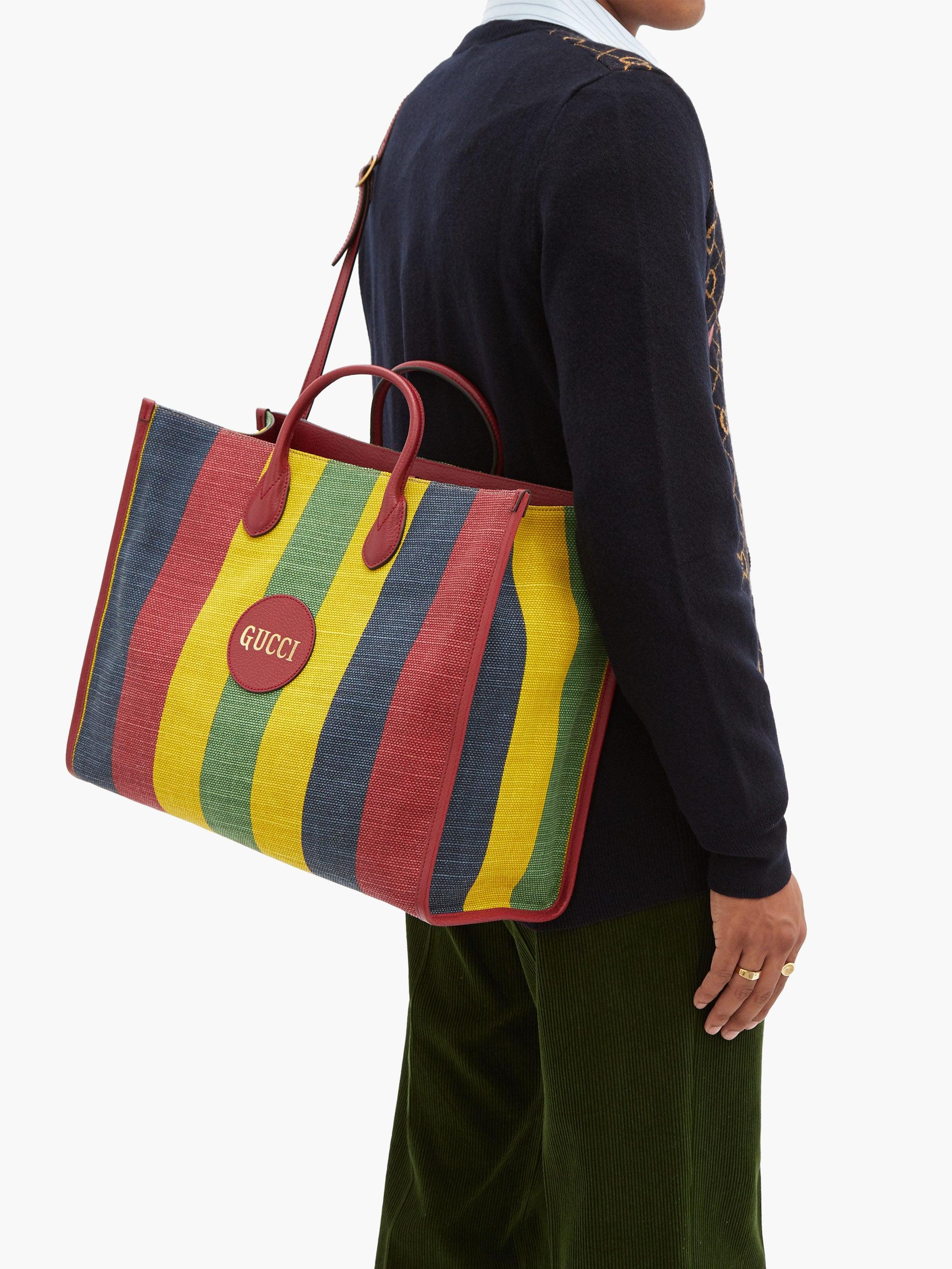 Gucci Web Stripe Canvas Tote Bag