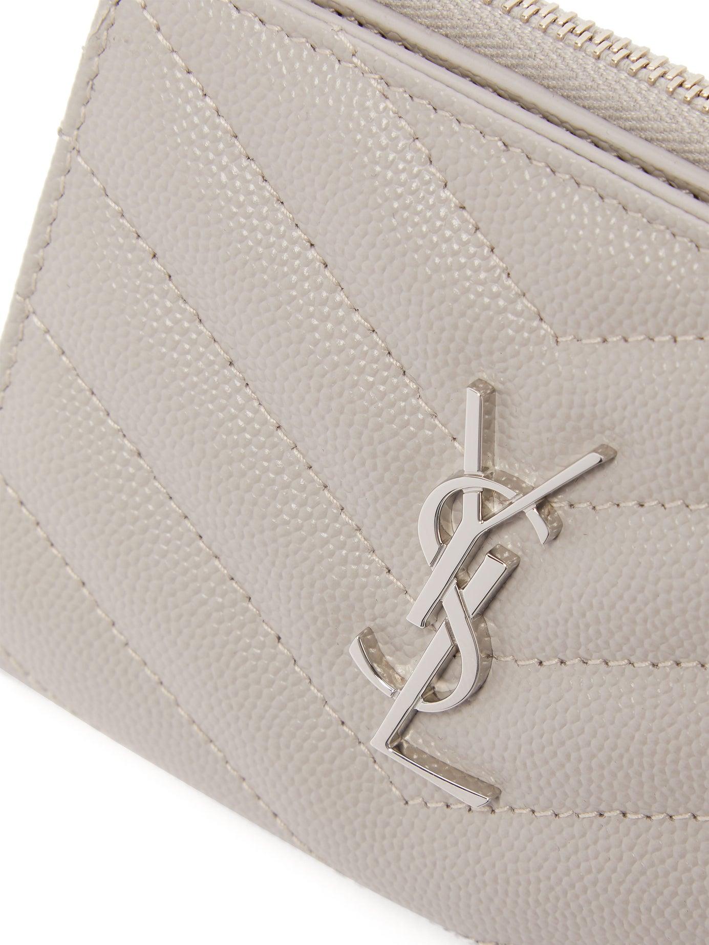 Saint Laurent Yslmonogram Quiltedleather Wallet in Light Grey (Gray