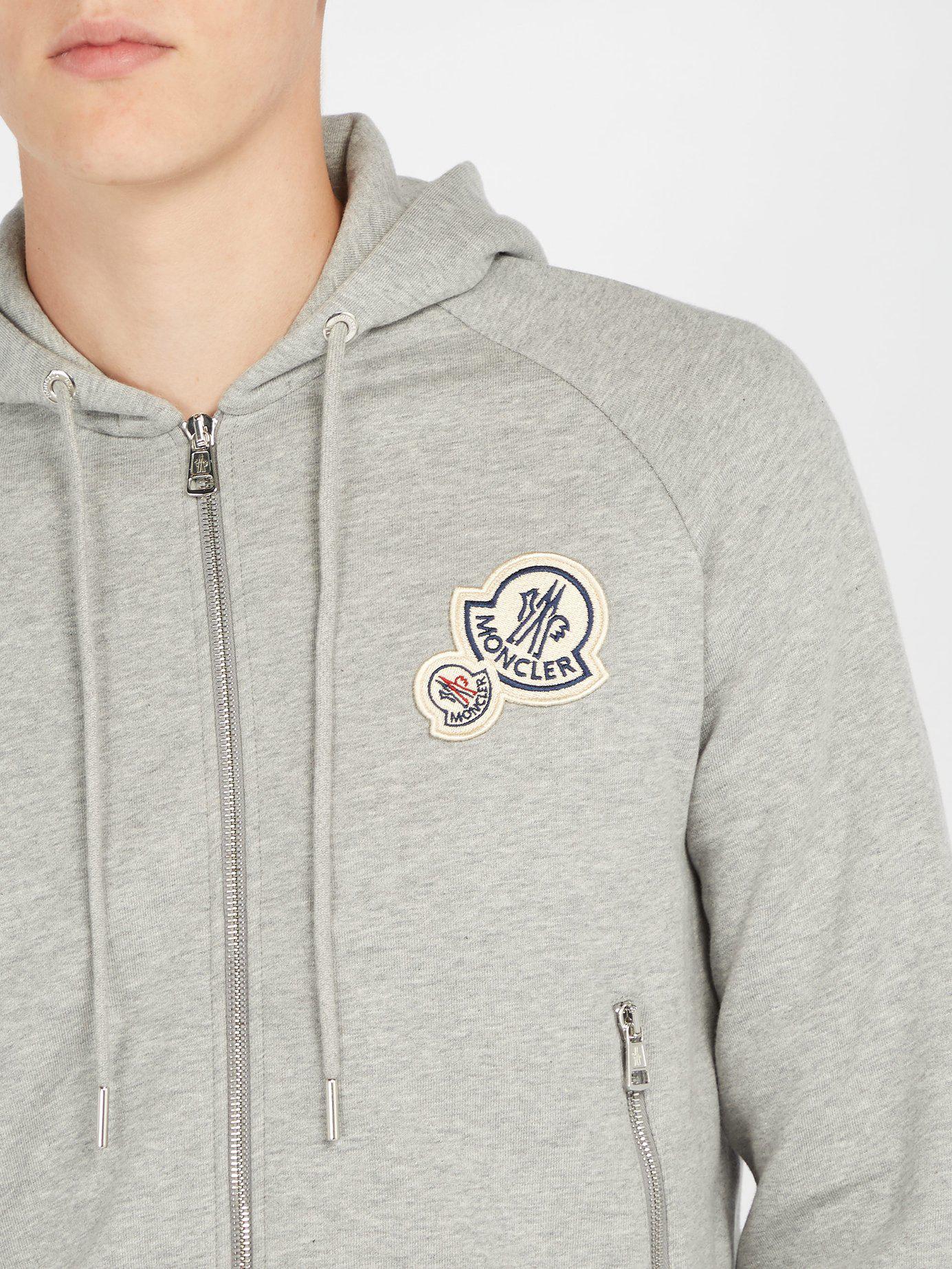 Moncler Grey Maglia Zip Hoodie in Gray 
