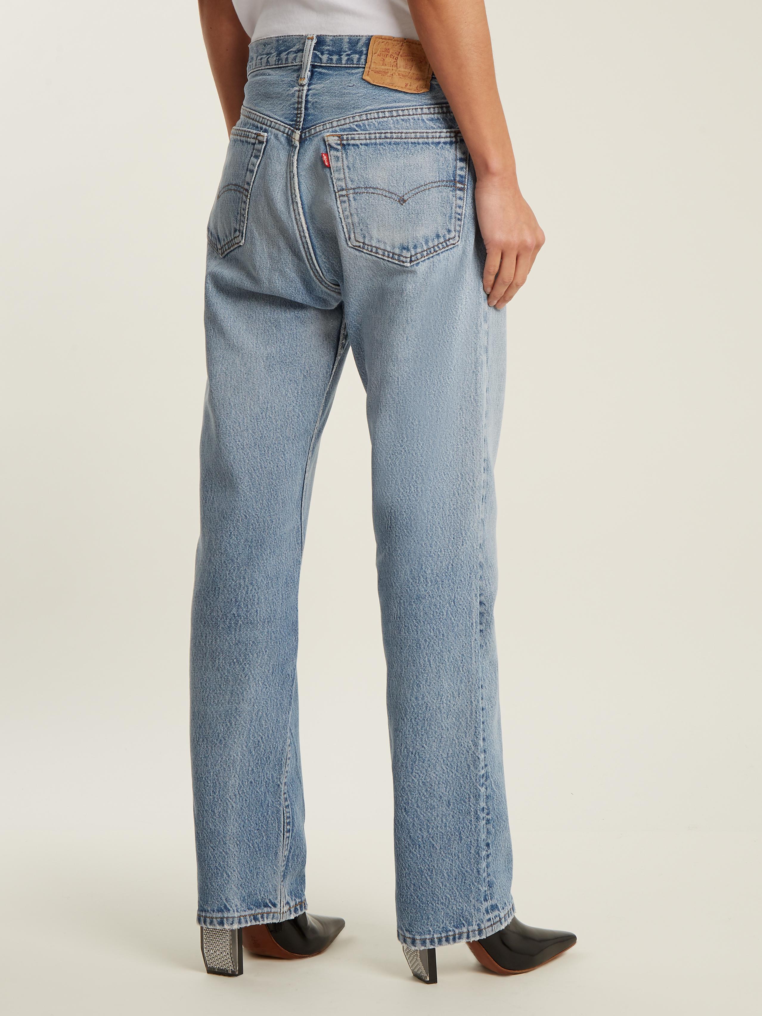 Vetements X Levi's Logo-embroidery Low-rise Wide-leg Jeans in Blue | Lyst