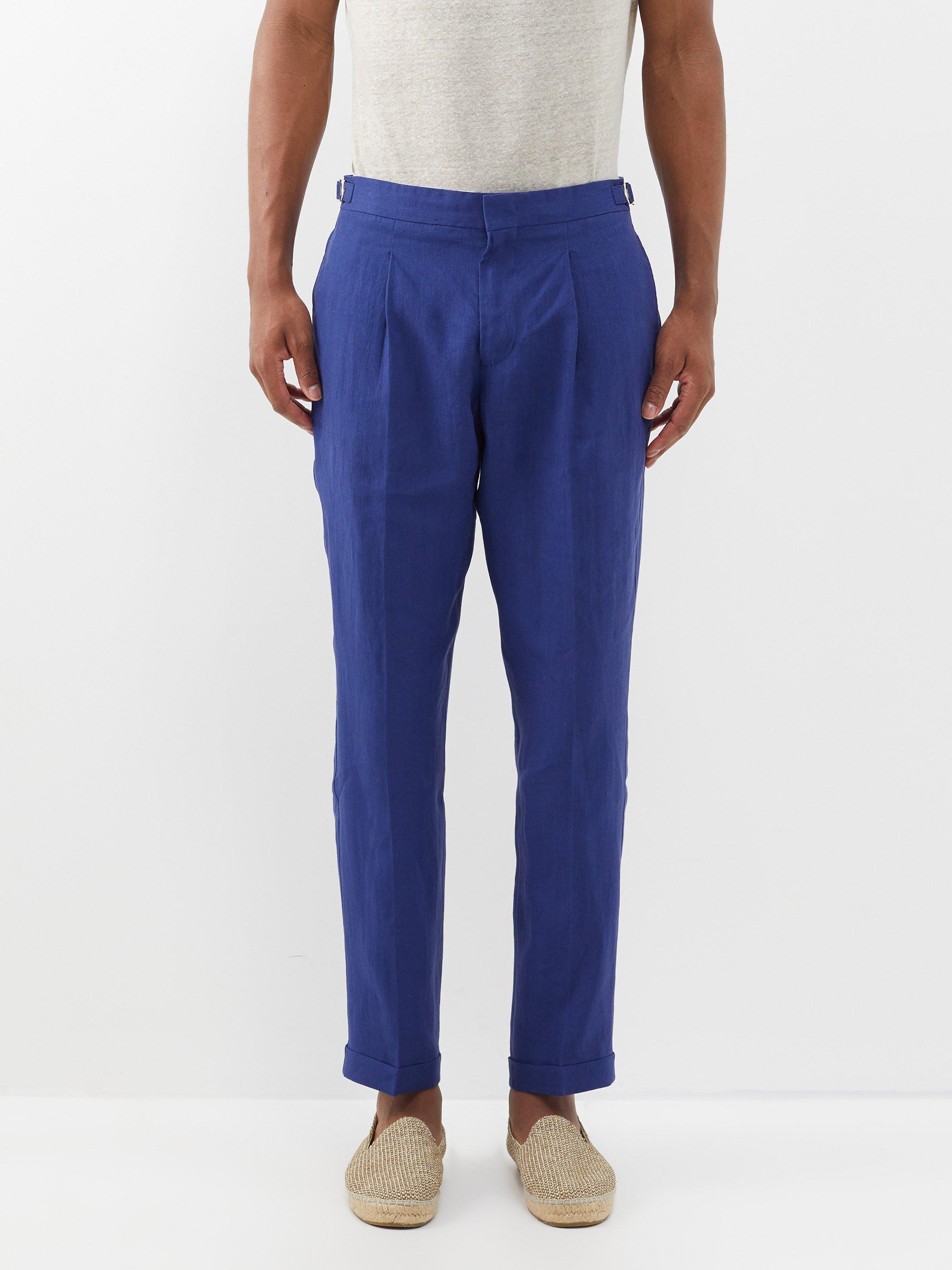 Orlebar Brown Derwin Pleated Washed-linen Trousers in Blue for Men | Lyst