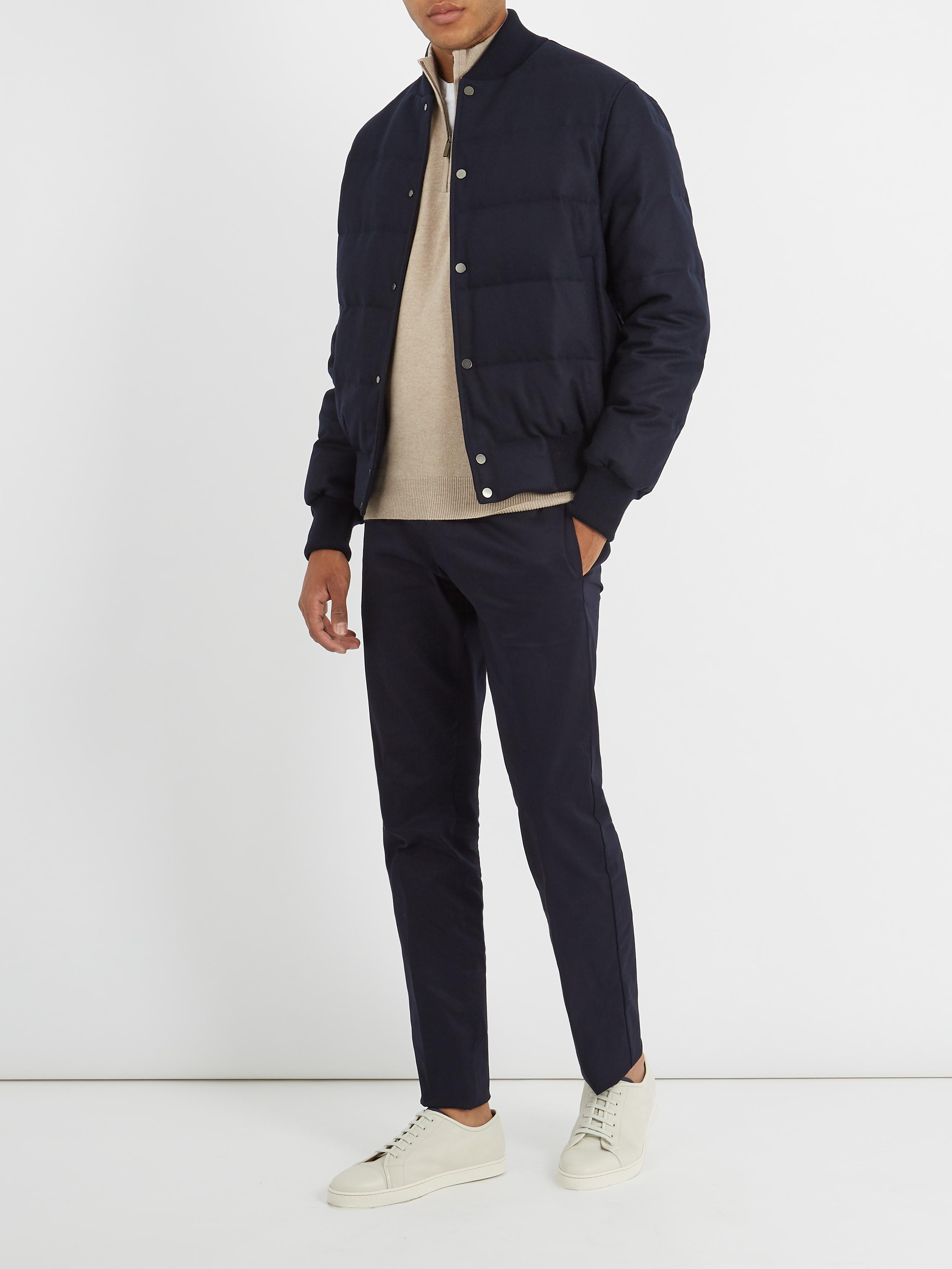 quilted down bomber jacket