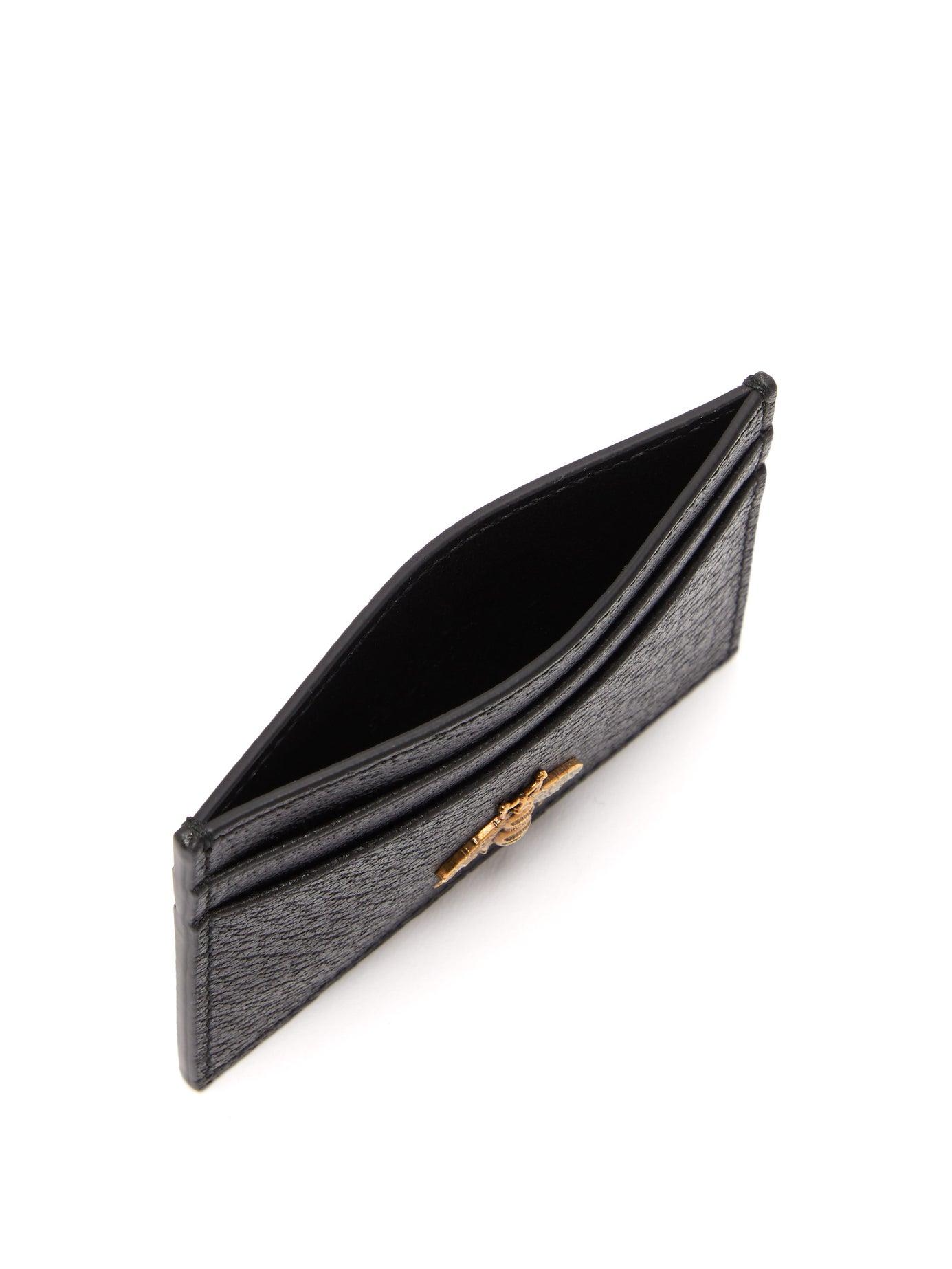 Gucci Bee-embellished Leather Cardholder in Black for Men - Lyst