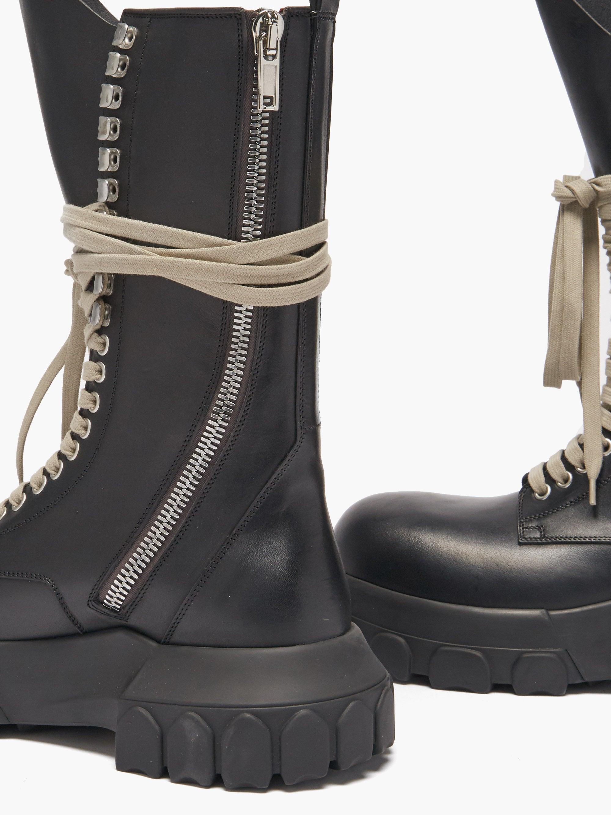 Rick Owens Bozo Tractor Leather Calf-high Boots in Black | Lyst