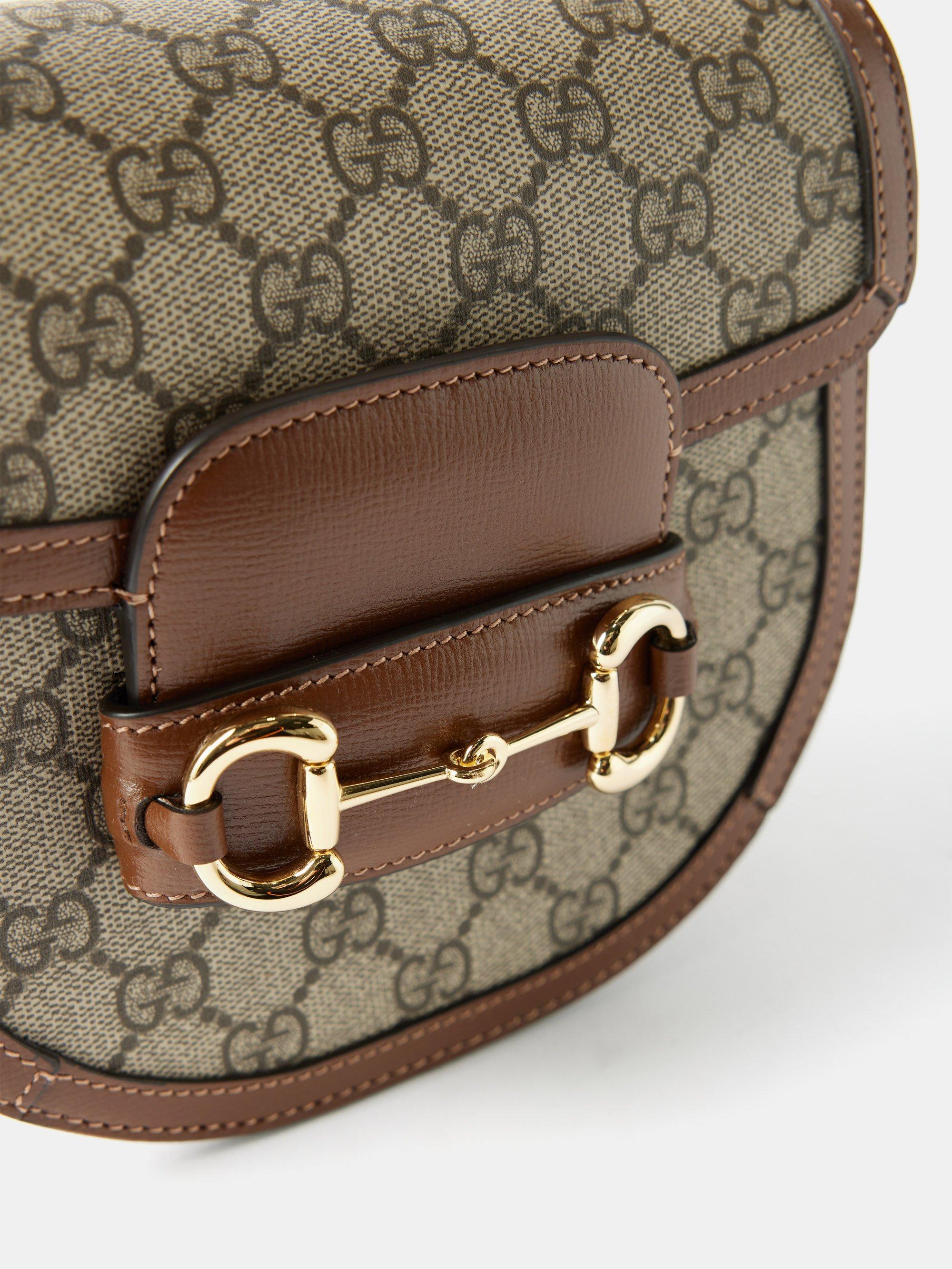 GG Supreme / Brown Gucci 1955 Horsebit Shoulder Bag