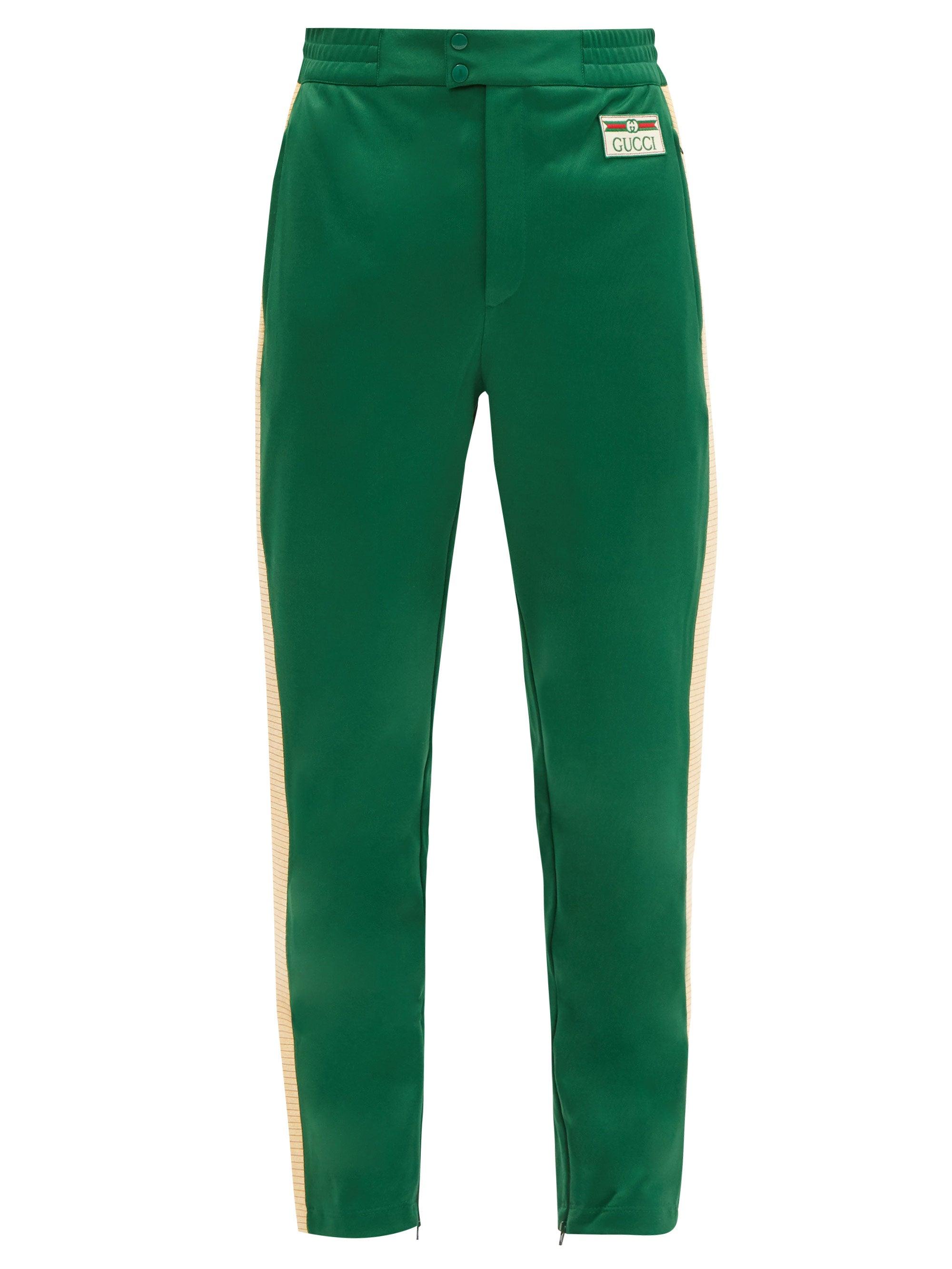Gucci Logo-patch Technical-jersey Track Pants in Green for Men - Lyst