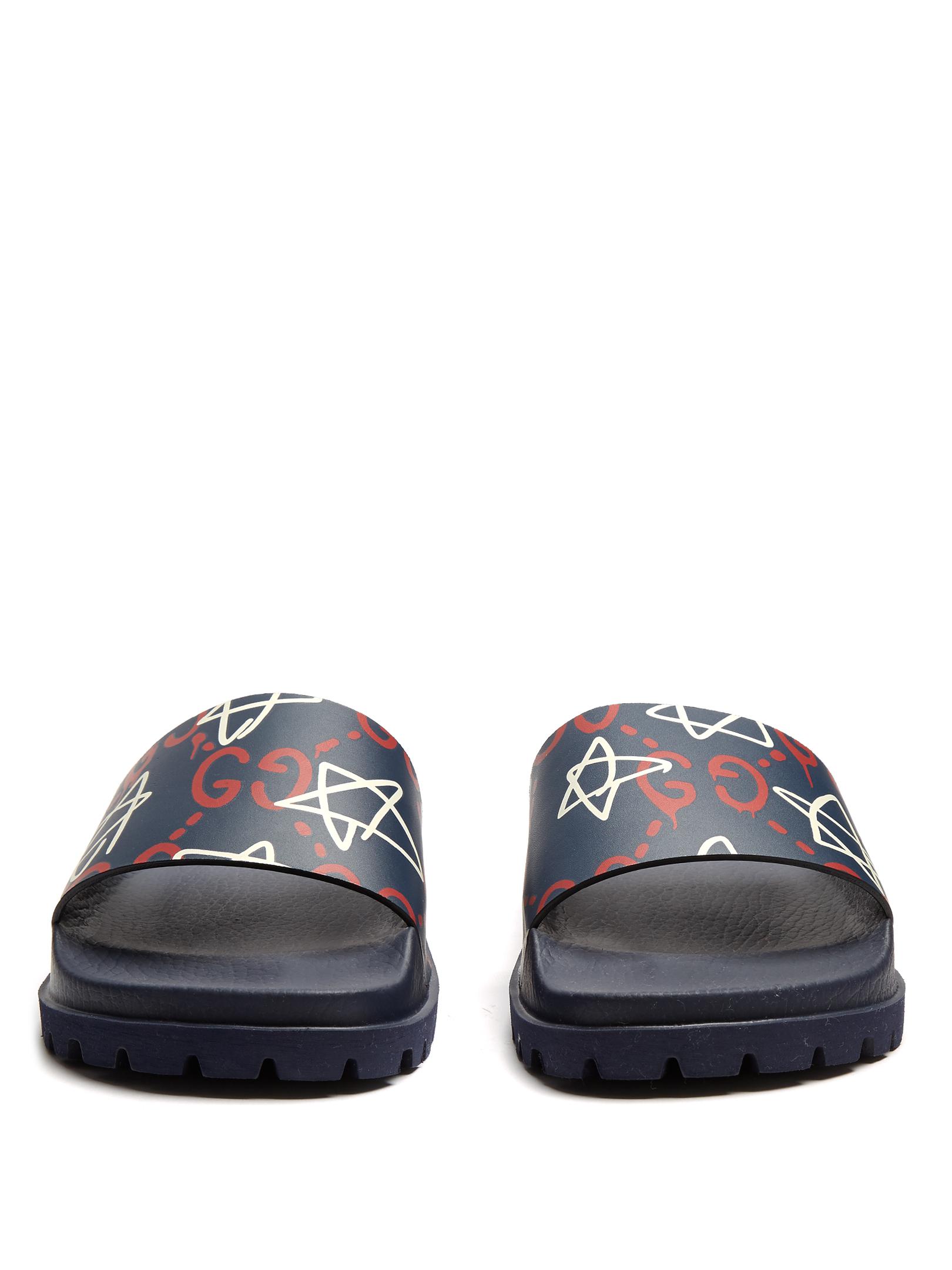 Gucci Ghostprint Rubber Slides in Blue for Men Lyst