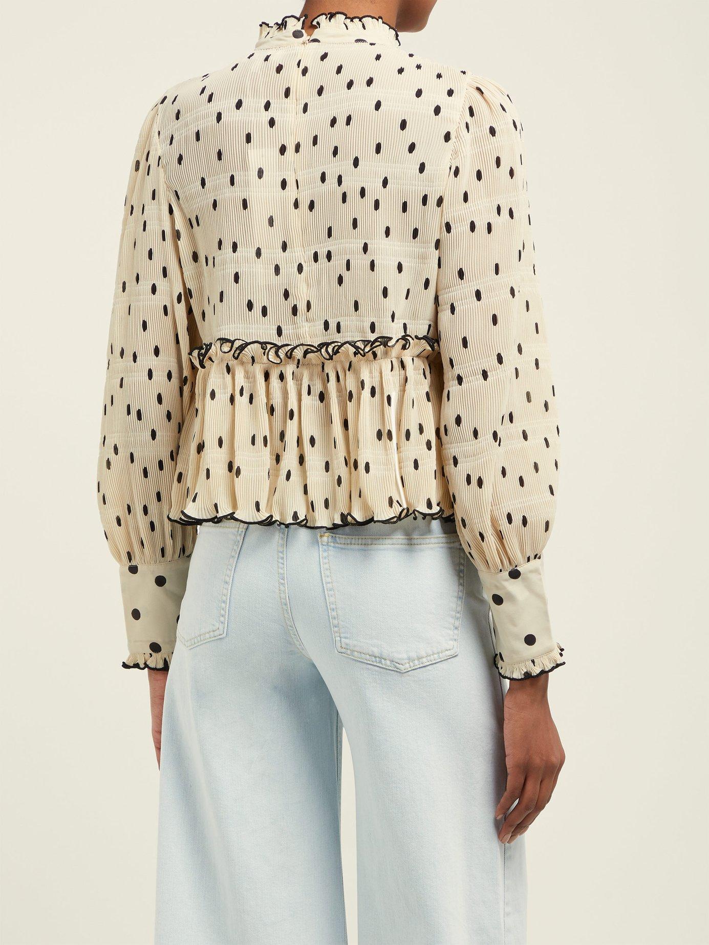 ganni polka dot top