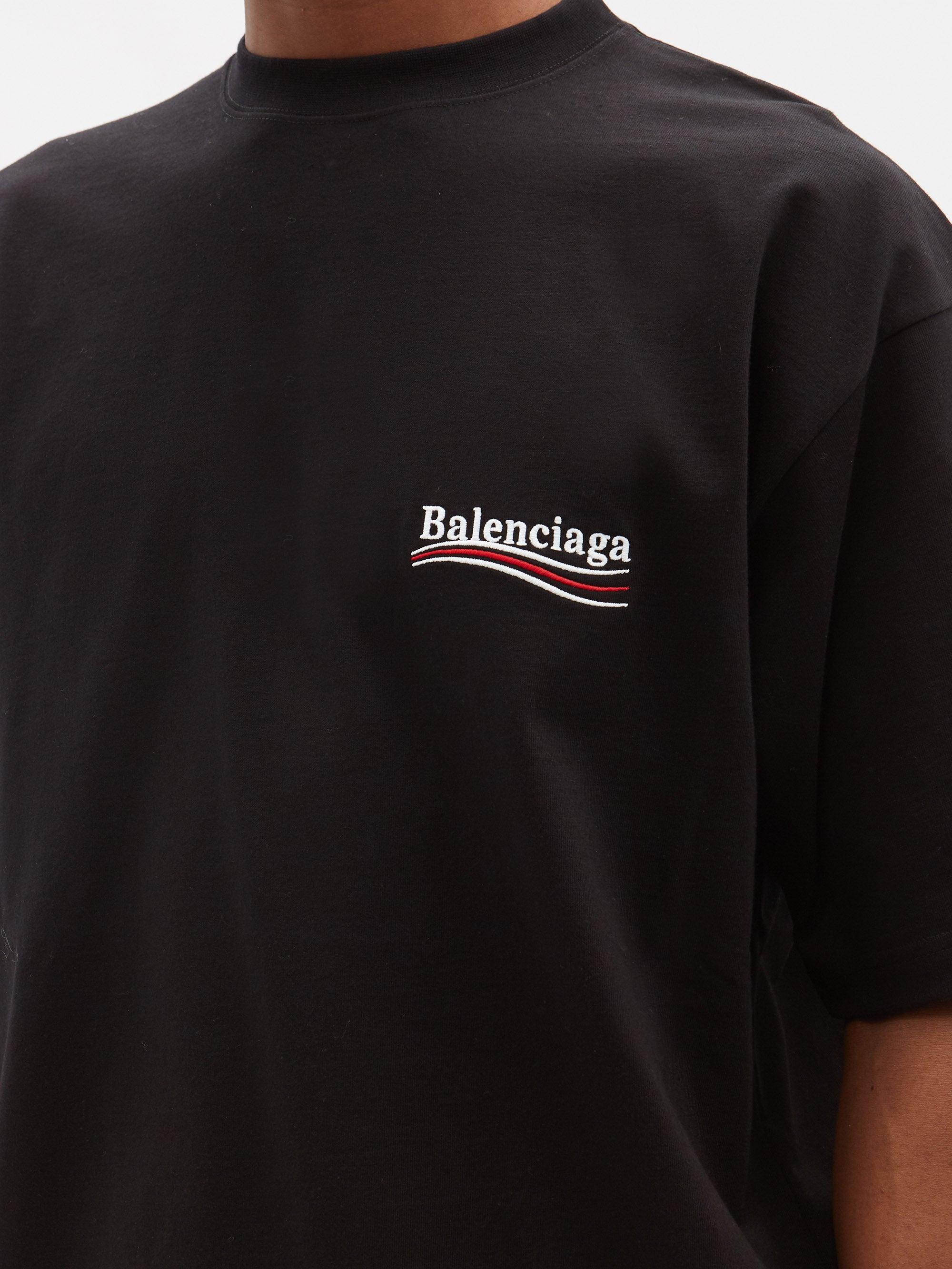 Balenciaga Logo-print Crew-neck Cotton-jersey T-shirt in Black for Men |  Lyst Australia