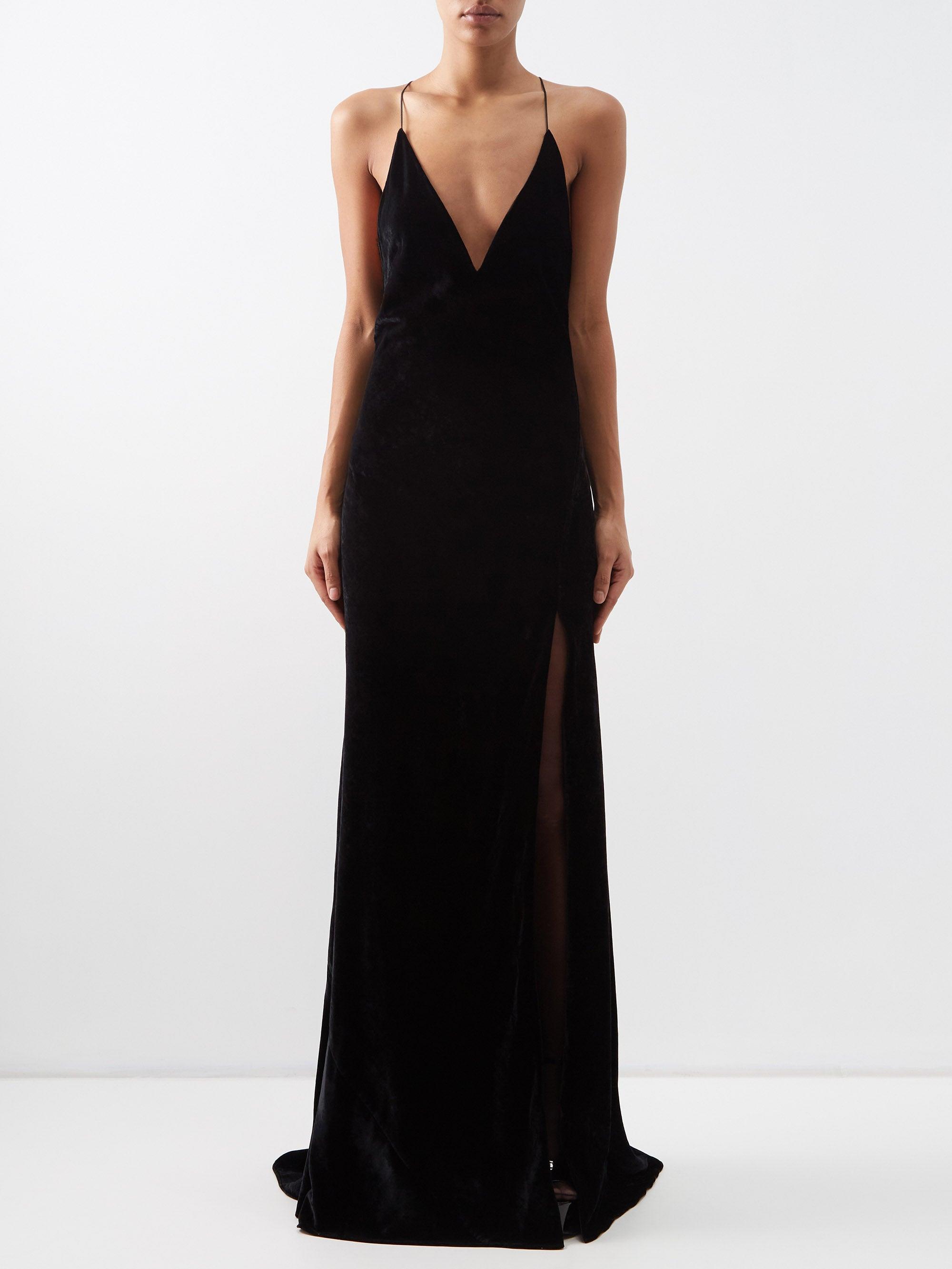 Nili Lotan Katie Backless Velvet Gown in Black | Lyst