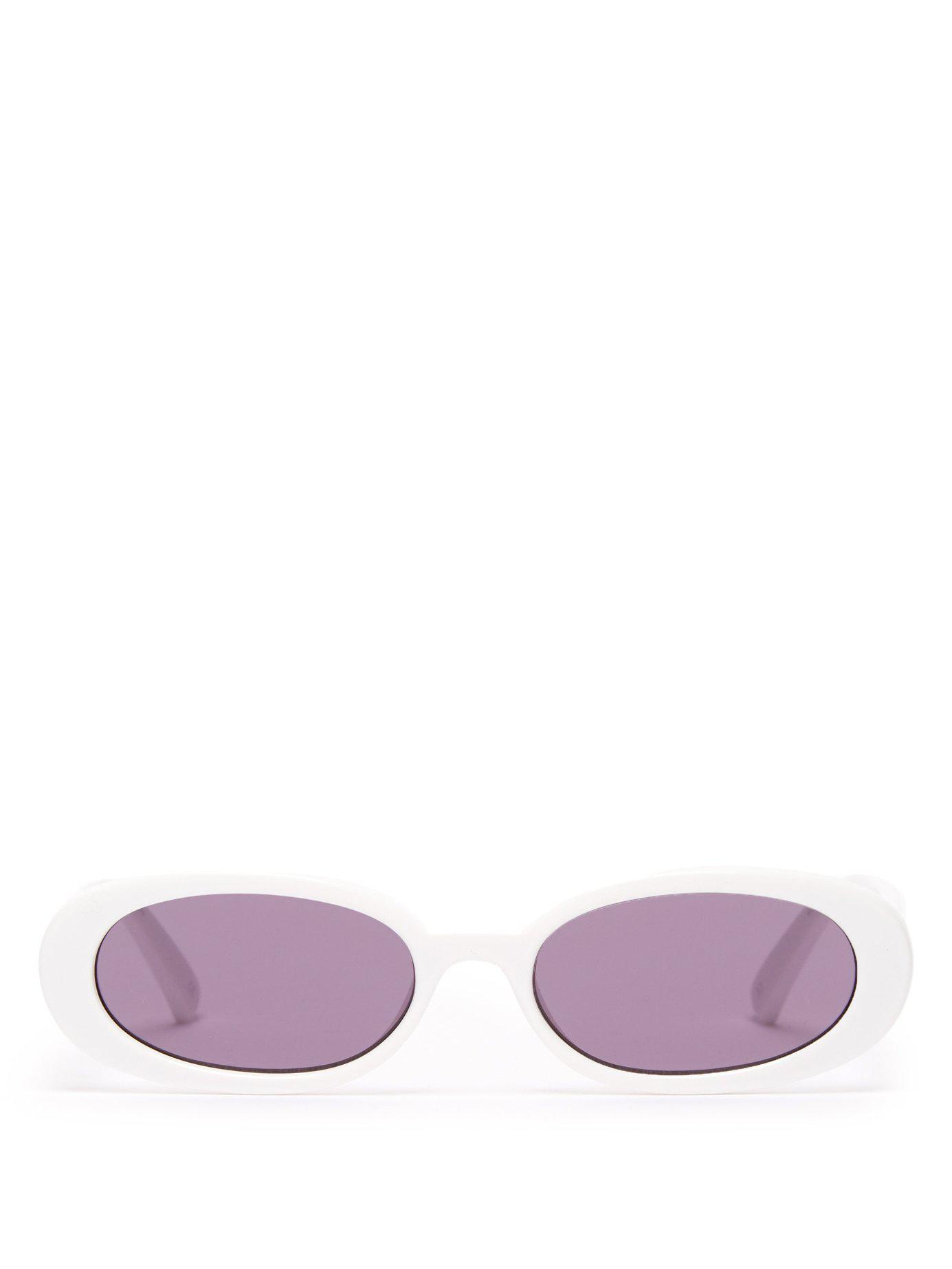 Le Specs Outta Love Oval Acetate Sunglasses in White | Lyst
