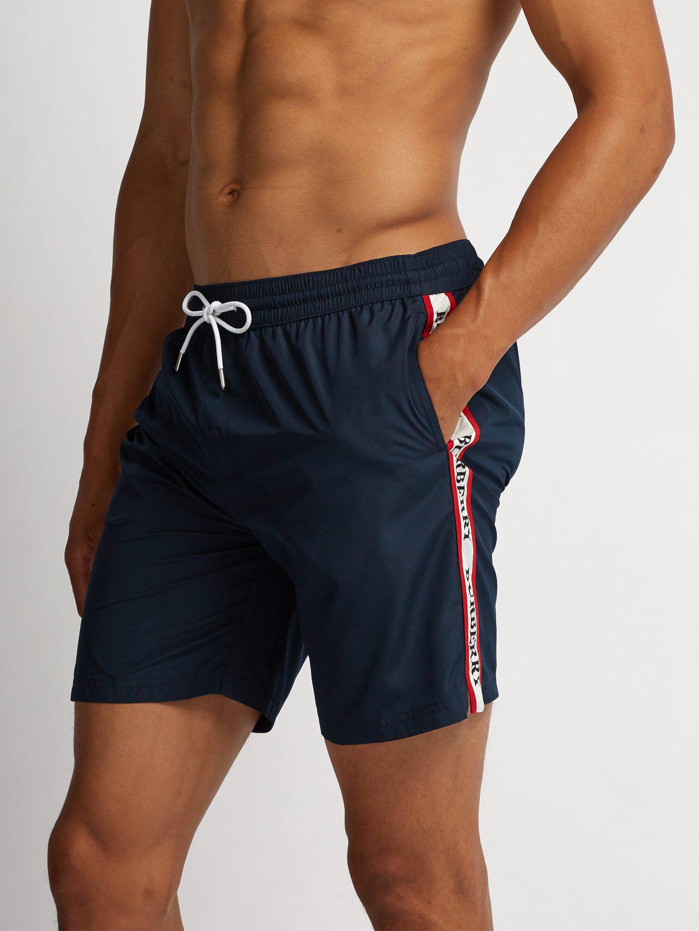 Burberry Logo Side Stripe Swim Shorts in Navy (Blue) for Men - Lyst
