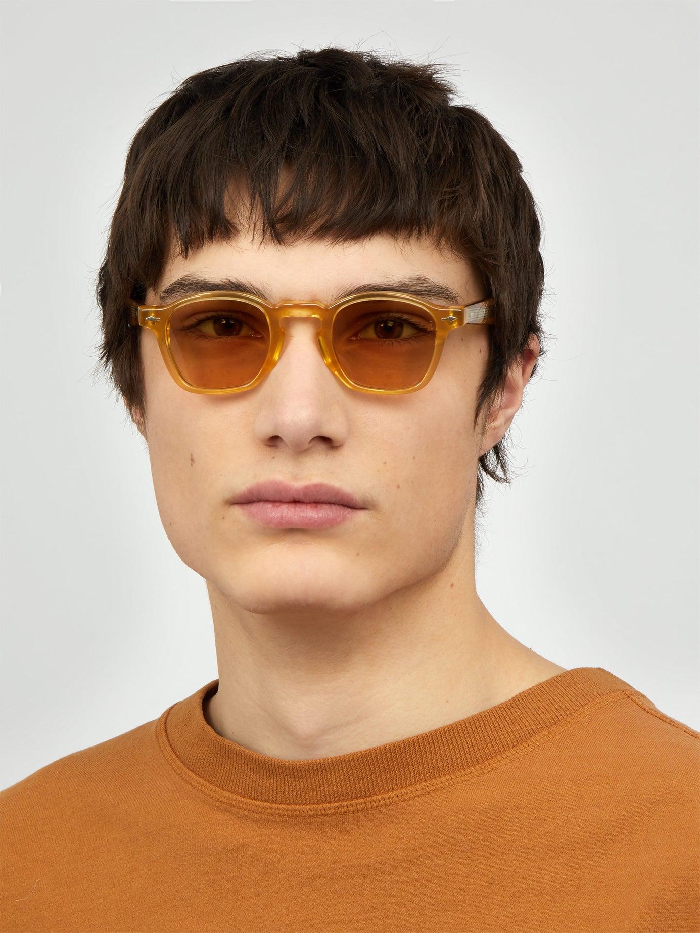 Jacques Marie Mage Zephirin Round Acetate Sunglasses in Beige (Natural
