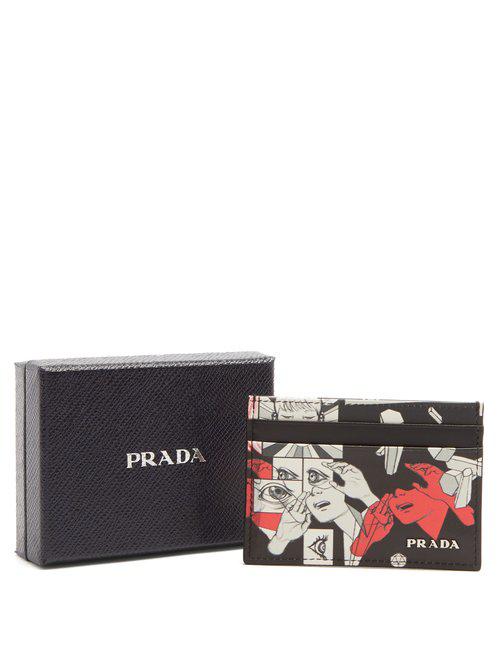 Prada Comic-print Cardholder in Black for Men
