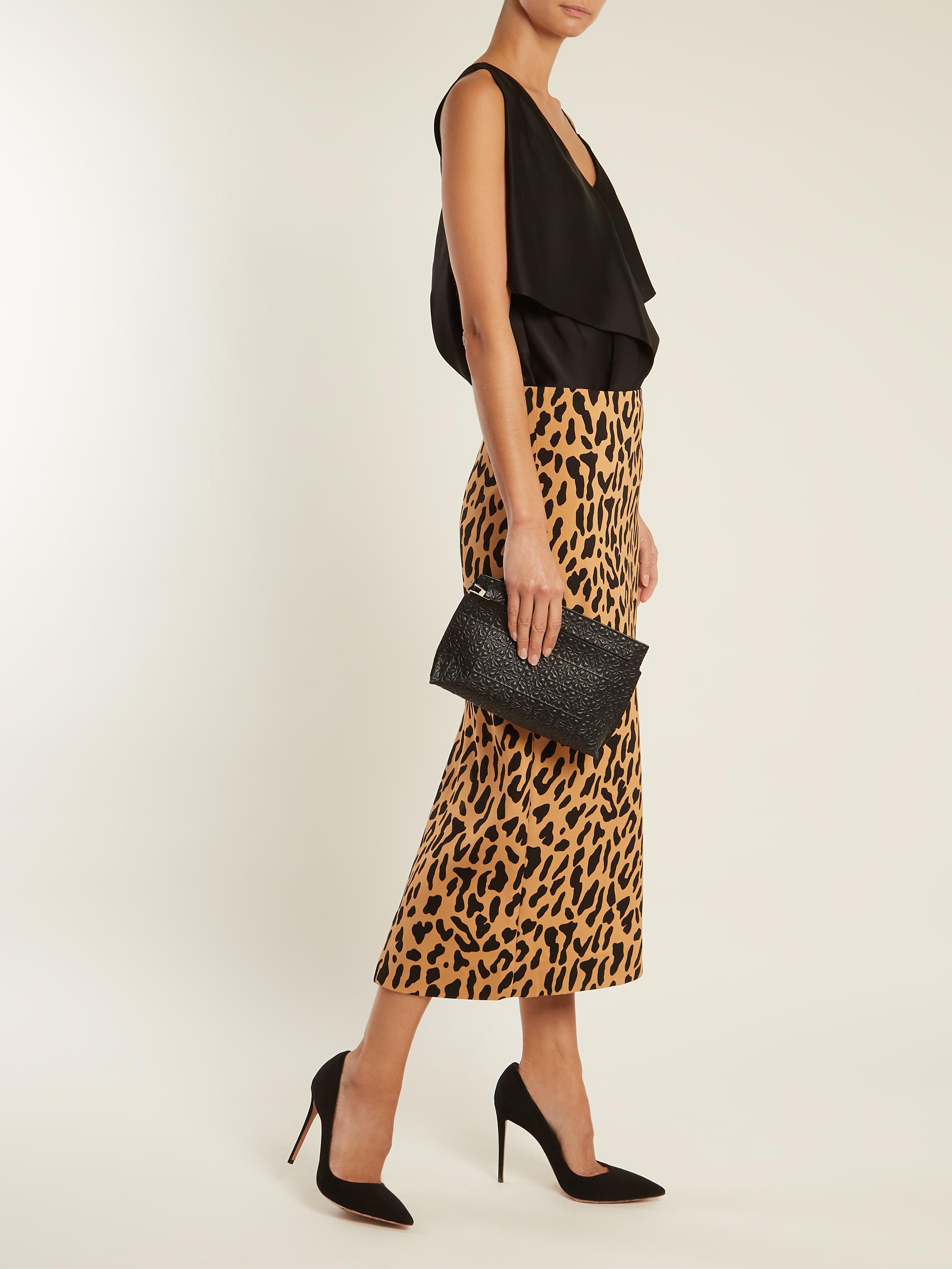 dvf leopard midi skirt