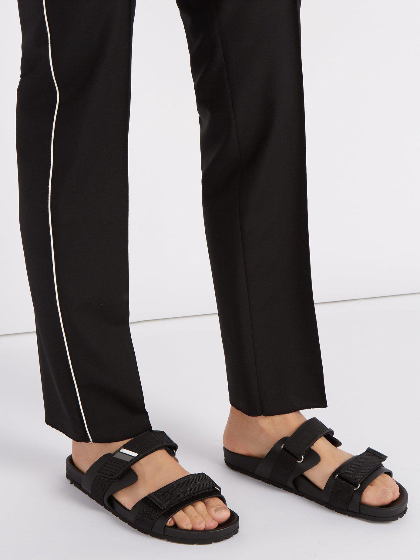 Prada Double Strap Sandals in Black for Men | Lyst