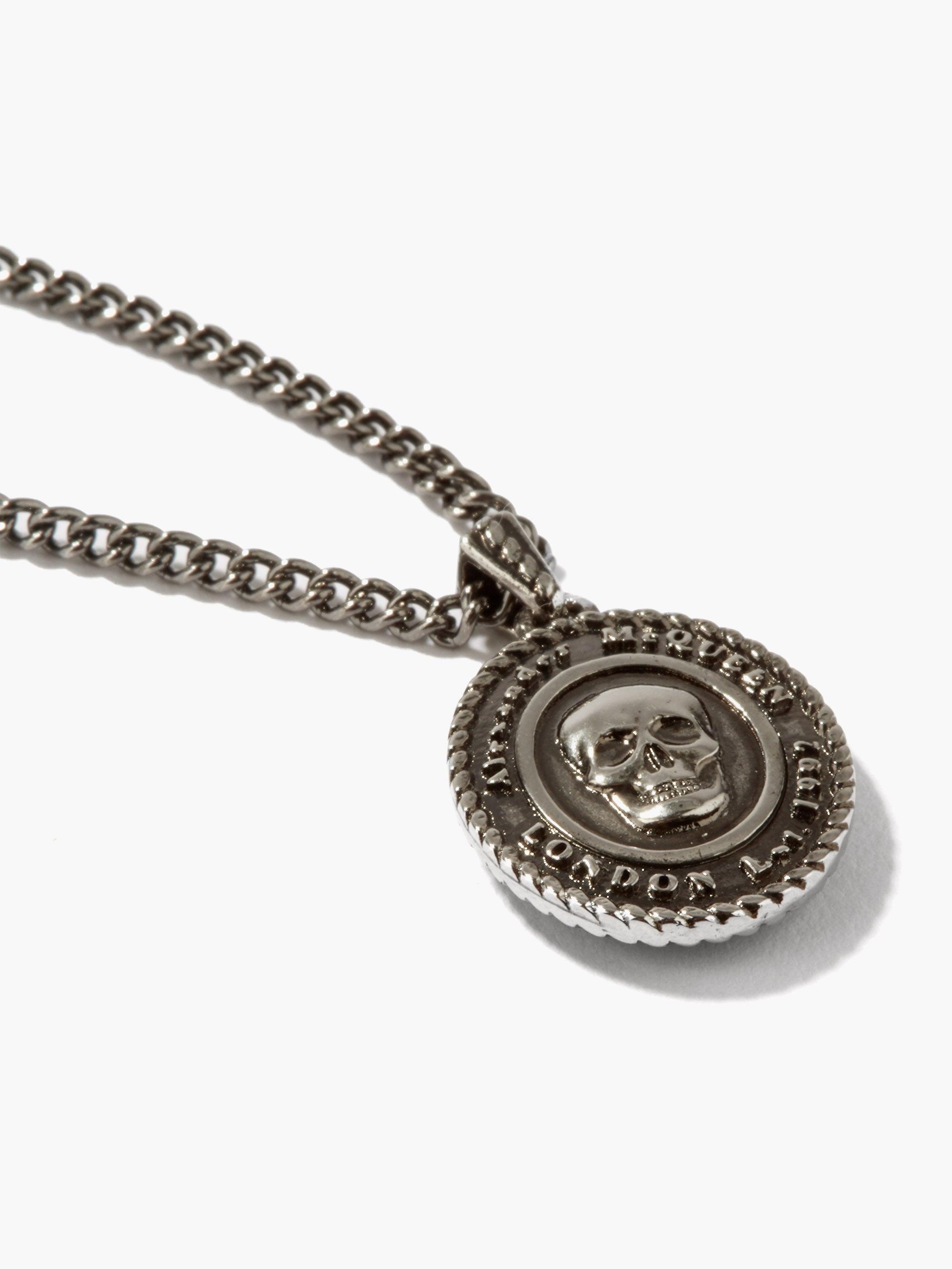 Alexander McQueen Skull & Onyx Double-chain Necklace in Silver 