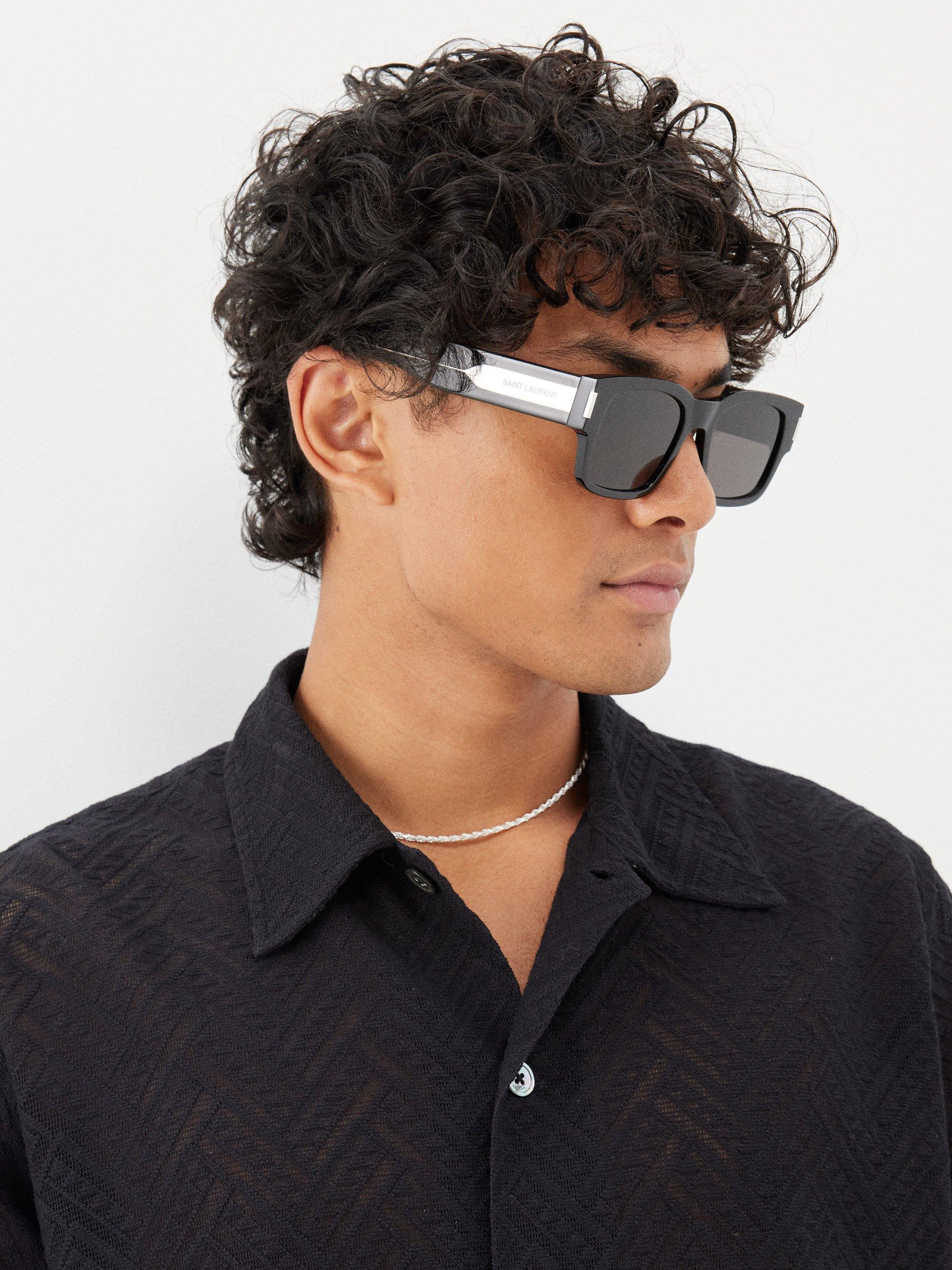 Saint Laurent Square Acetate Sunglasses in Black for Men