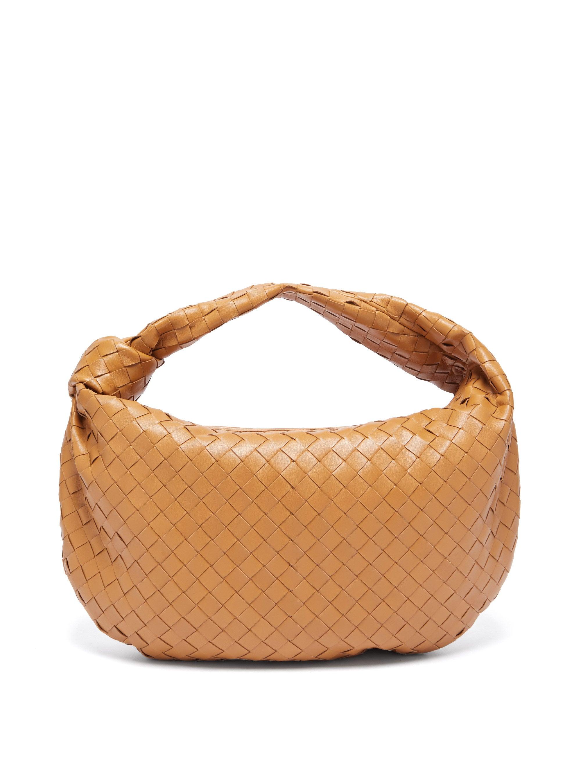 Bottega Bv Jodie Small Intrecciato Leather Shoulder Bag in Tan