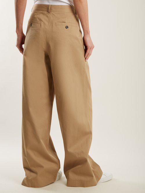 Raey Wide-leg Cotton Chino Trousers in Natural | Lyst