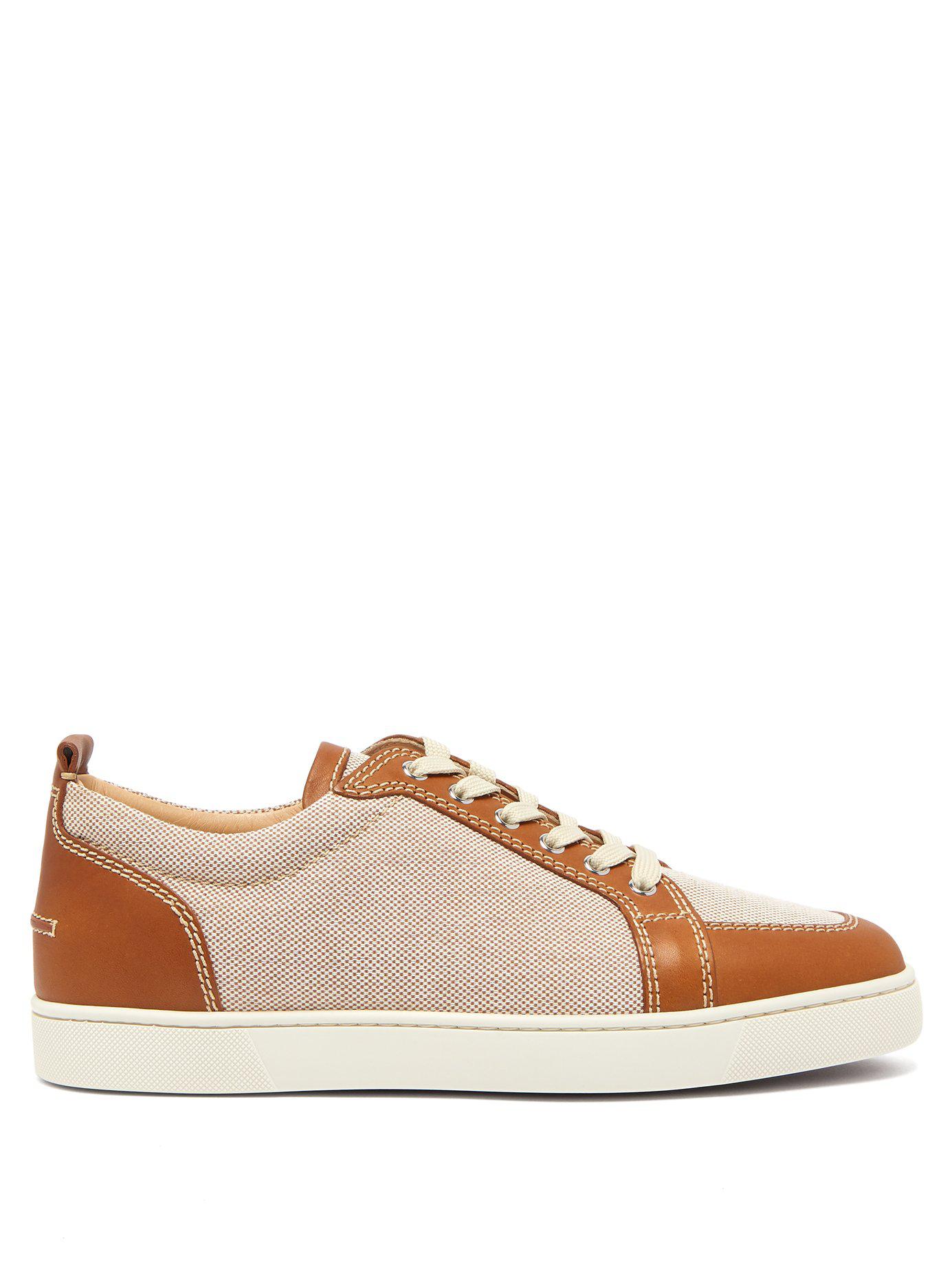 Christian Louboutin Rantulow Leather And Canvas Trainers in Brown for ...