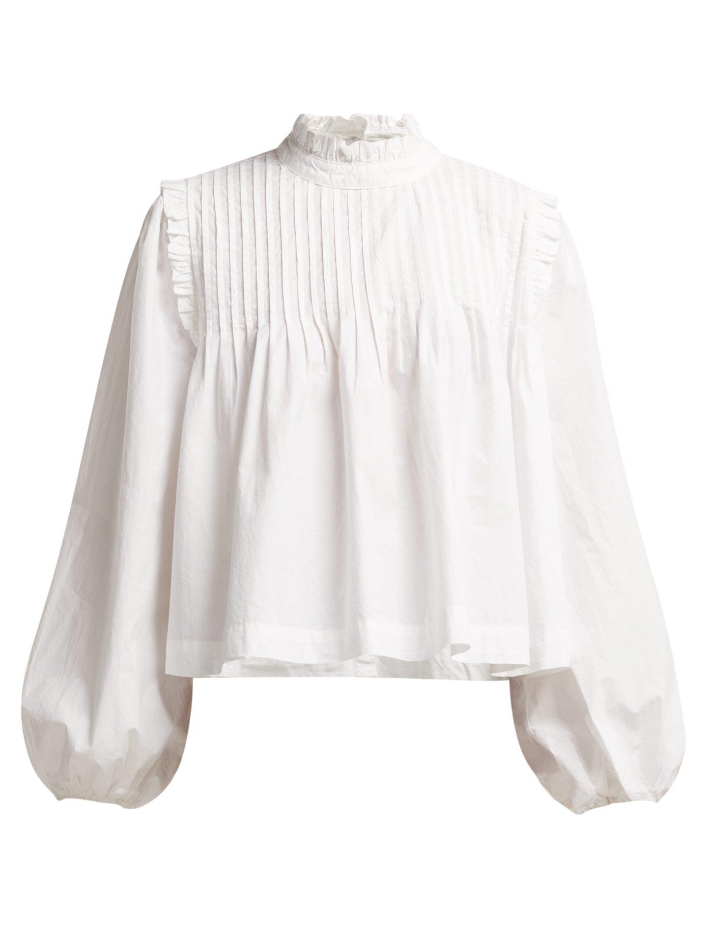 ganni olayan poplin wrap top