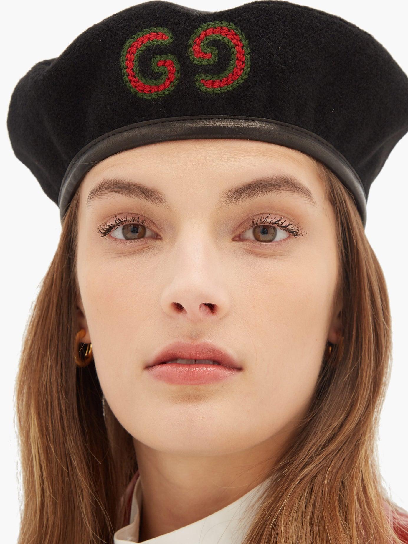 gucci leather beret