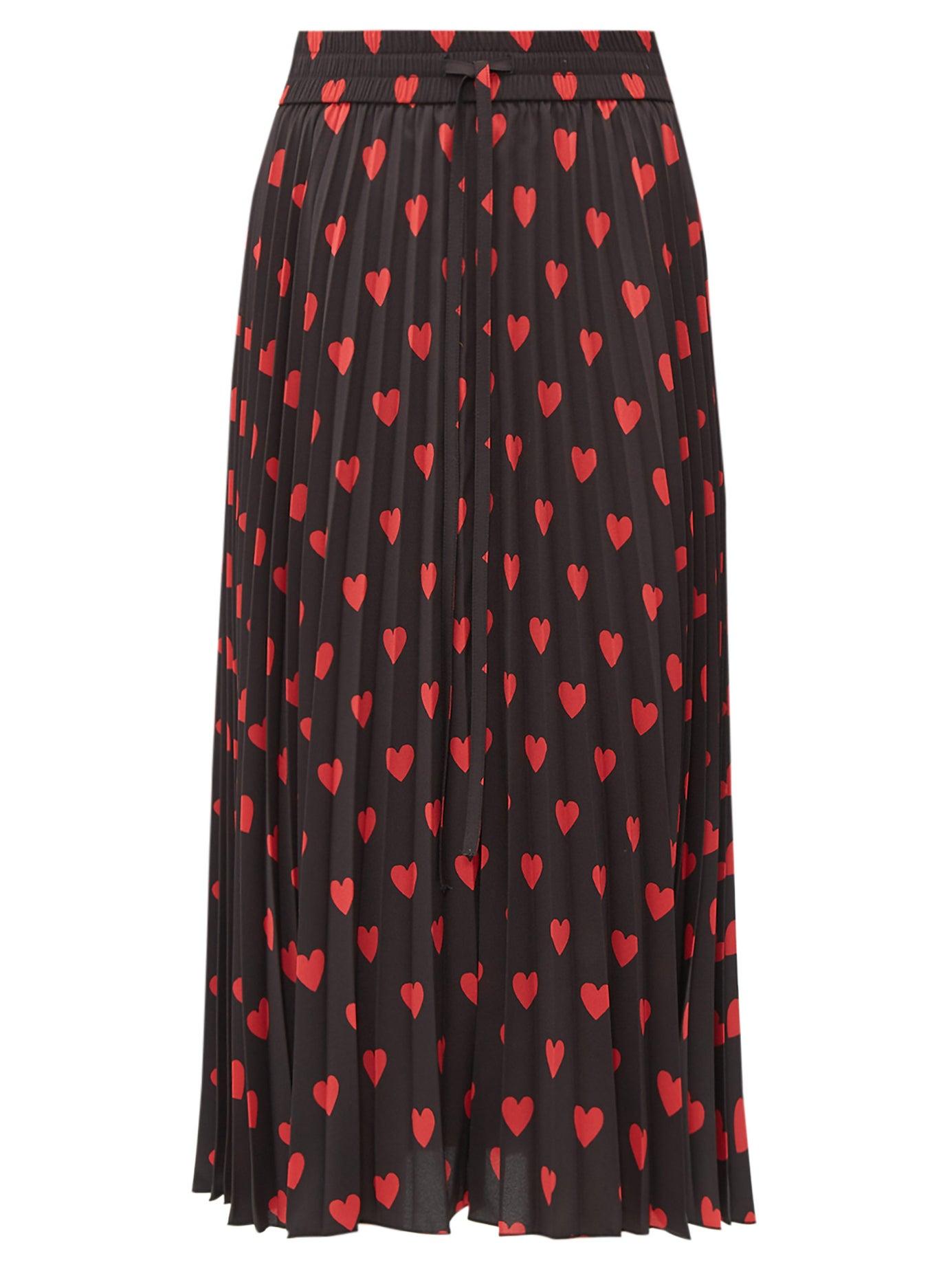 RED Valentino Heart Pleated Midi Skirt Black Lyst